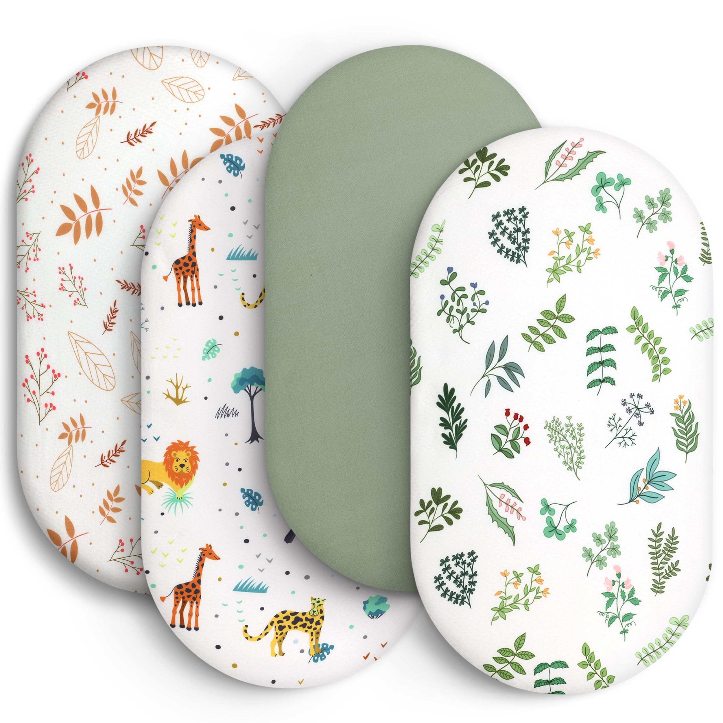 Baby Bassinet Sheets for Baby Boy Girls,4-Pack Fitted Bassinet Sheets Set Compatible with Halo Bassinest Swivel Sleeper,Baby Delight,Angelbliss,32"X16" (African Forests)
