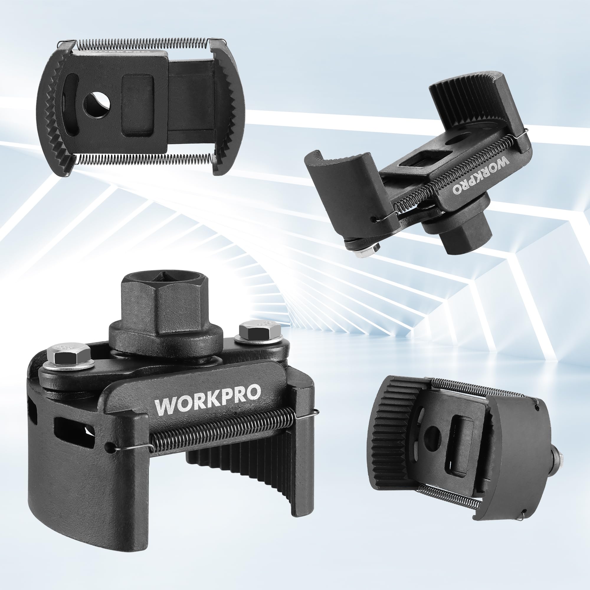 WORKPRO Chiave Regolabile per Filtri dell'Olio con Bloccaggio Automatico a Molla, Set per la Sostituzione dei Filtri dell'Olio, Ideale per Filtri Motore, Condotti e Raccordi