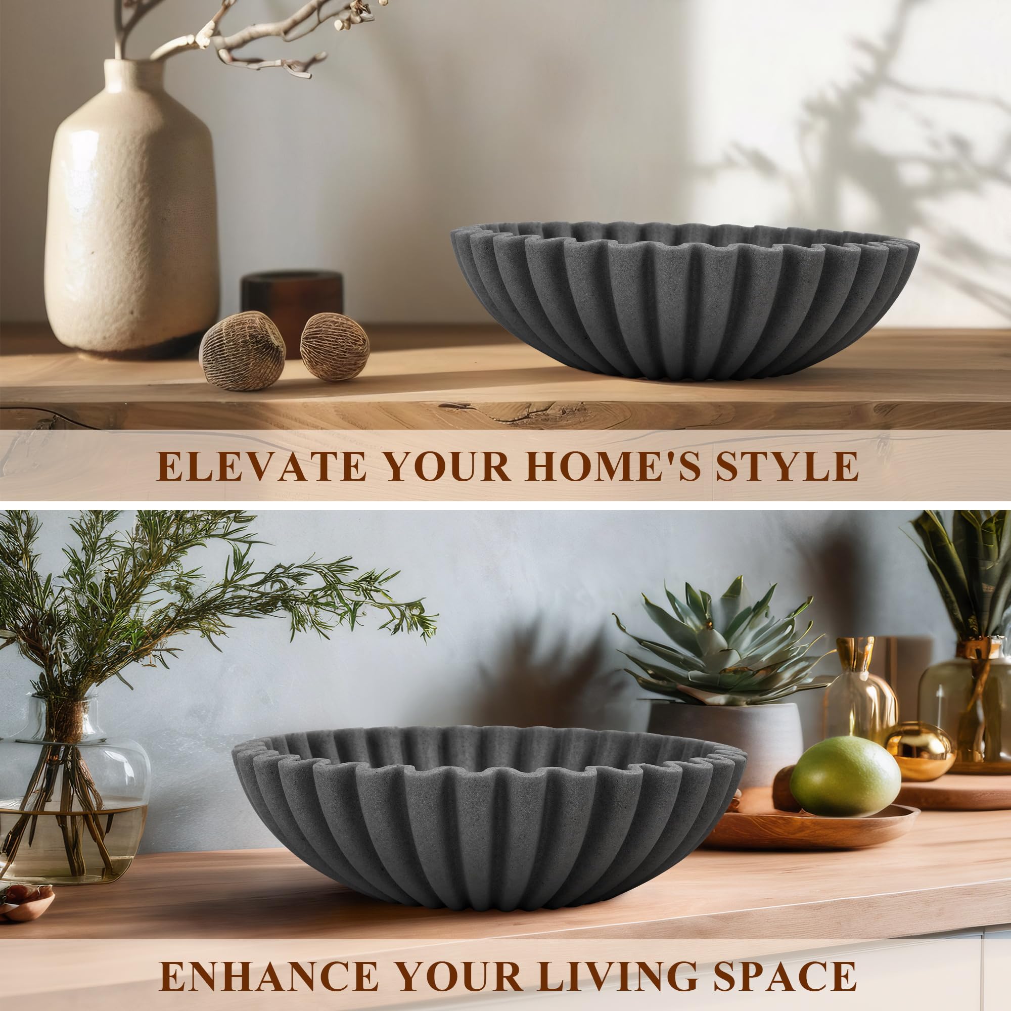 YMXYJM Cuenco decorativo grande, cuencos modernos para decoración del hogar, cuenco de frutas decorativo para cocina, decoración de cuenco con volantes, elegante cuenco para llaves para mesa de