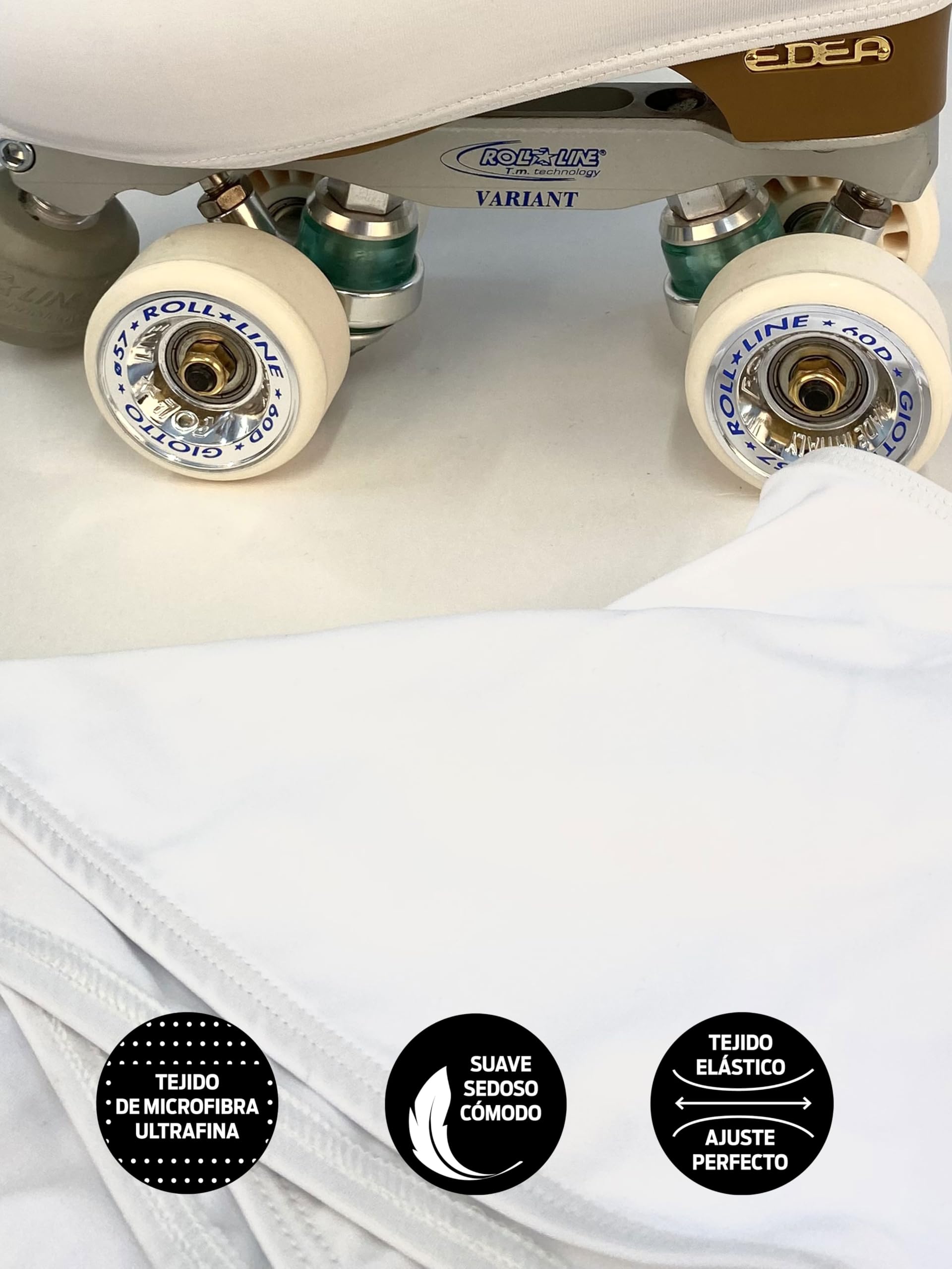 Genérico CRLSPORT Cubre patín para niña y Mujer, Funda PatinSkate, Professional Skating, Patinaje Hielo,artístico o en línea. 180 Densidad. Talla Universal Adulto y niños. Color Blanco. - 5