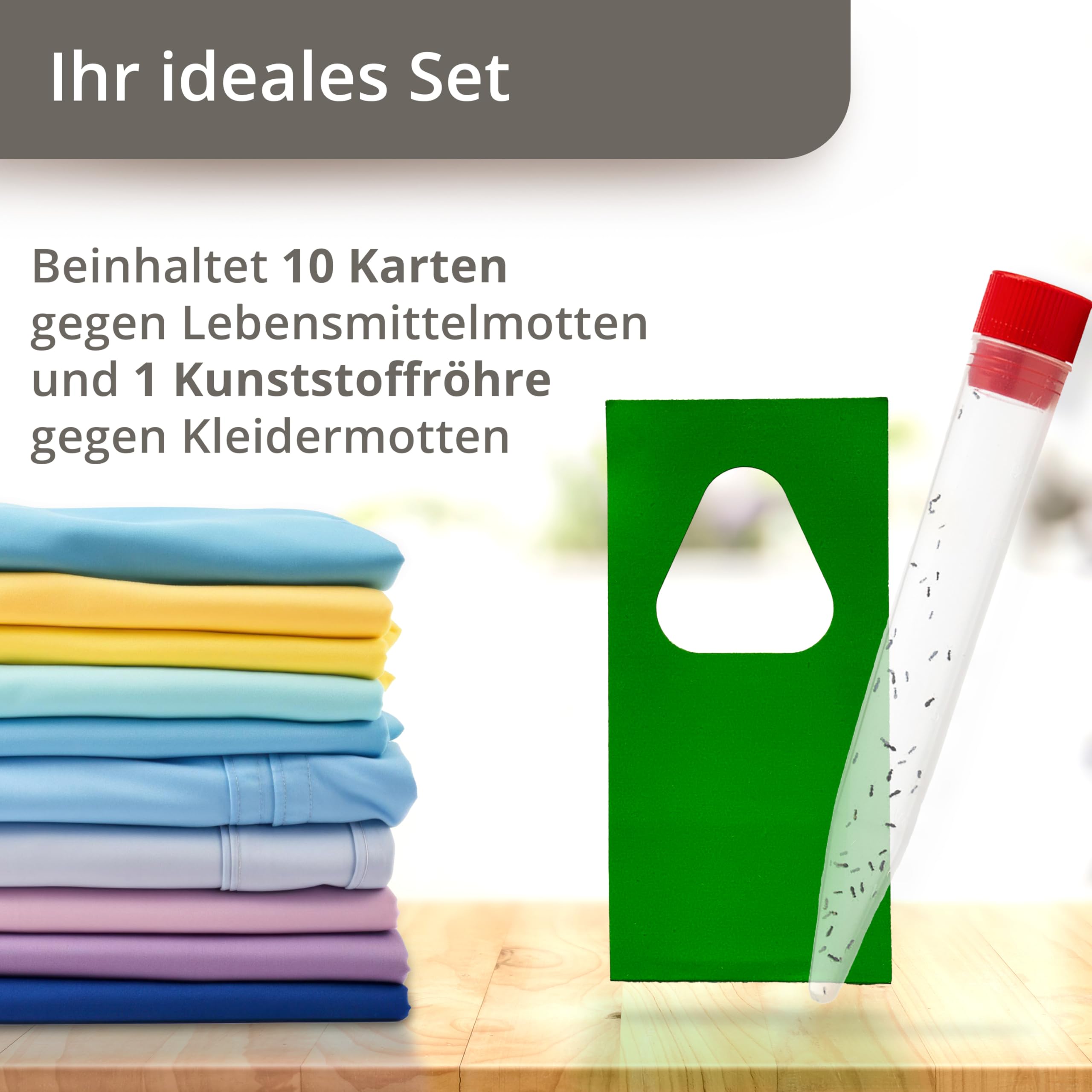 Schlupfwespen gegen Kleidermotten & Lebensmittelmotten | 10x Karten Schlupfwespen gegen Lebensmittelmotten & 30x Schlupfwespen gegen Kleidermotten
