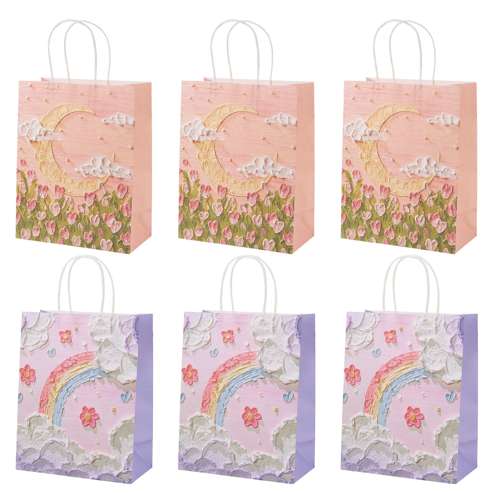 Sparkeads 6 pcs Rainbow Moon Print Gifts Paper Bags โ image 1