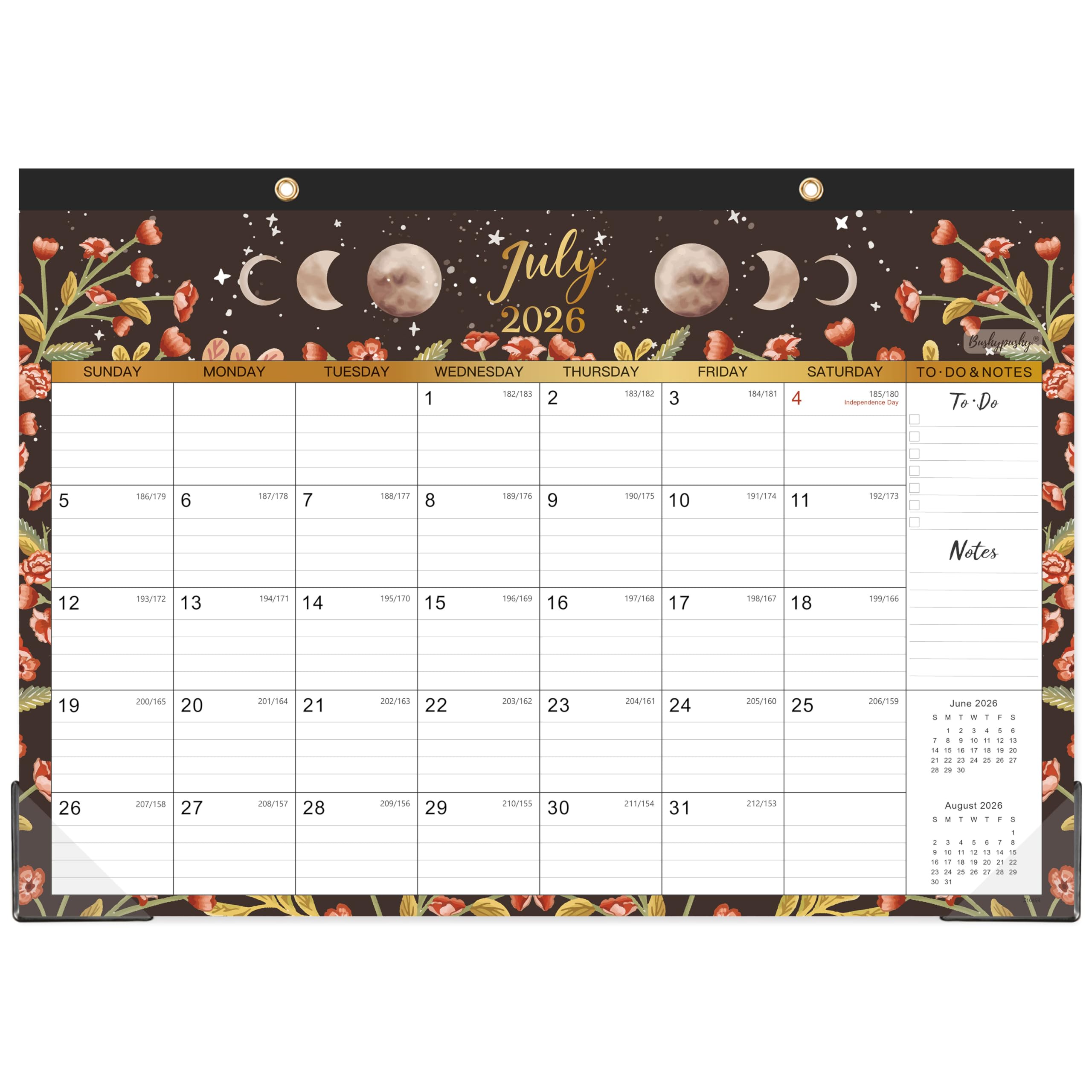 Desk Calendar 2026-2027 - Desk/Wall Calendar, JUL 2026 - Dec 2027, Desk Calendar 2026-2027, 16.8" x 12", Thick Paper with Corner Protectors, Large Ruled Blocks - The Moon