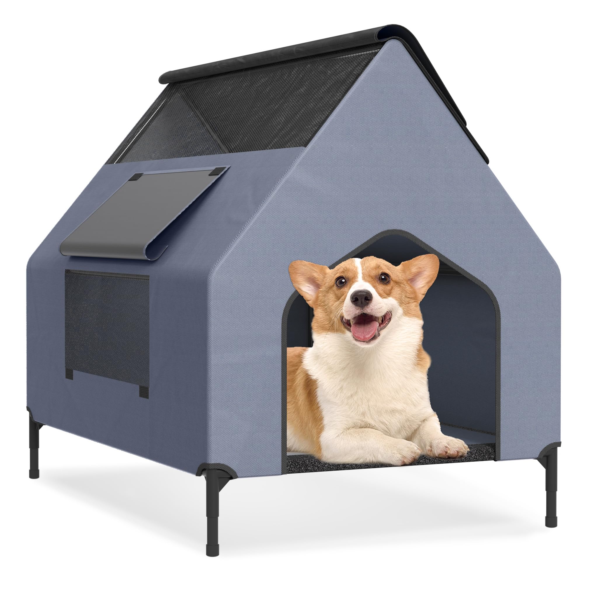 XMTECH 2 in 1 Hundehütte mit Hundebett, Oxford Hundezelt 109x74x93cm 60kg