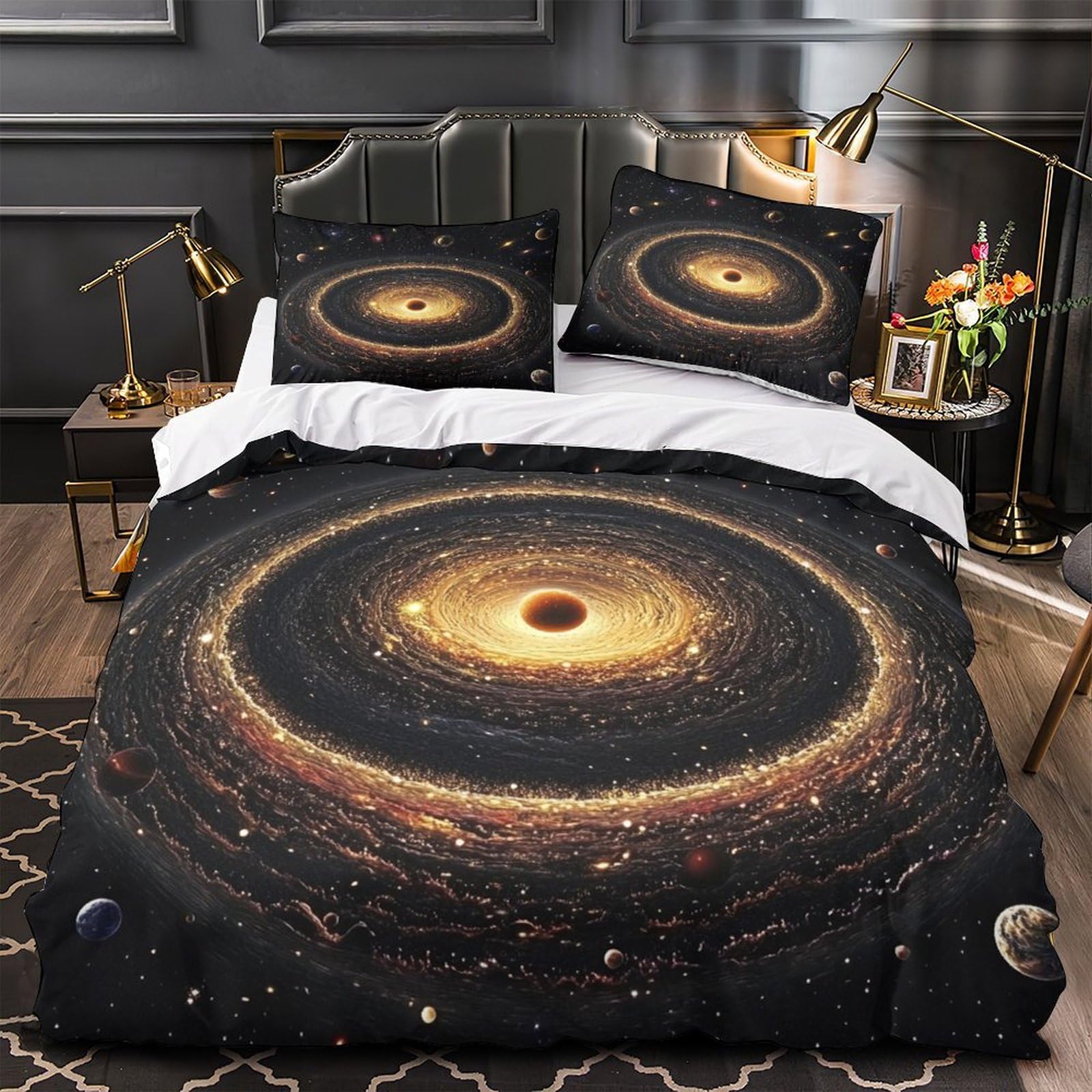 Parure de Lit Hypoallergique Housse de Couette Douce Galaxie 3D