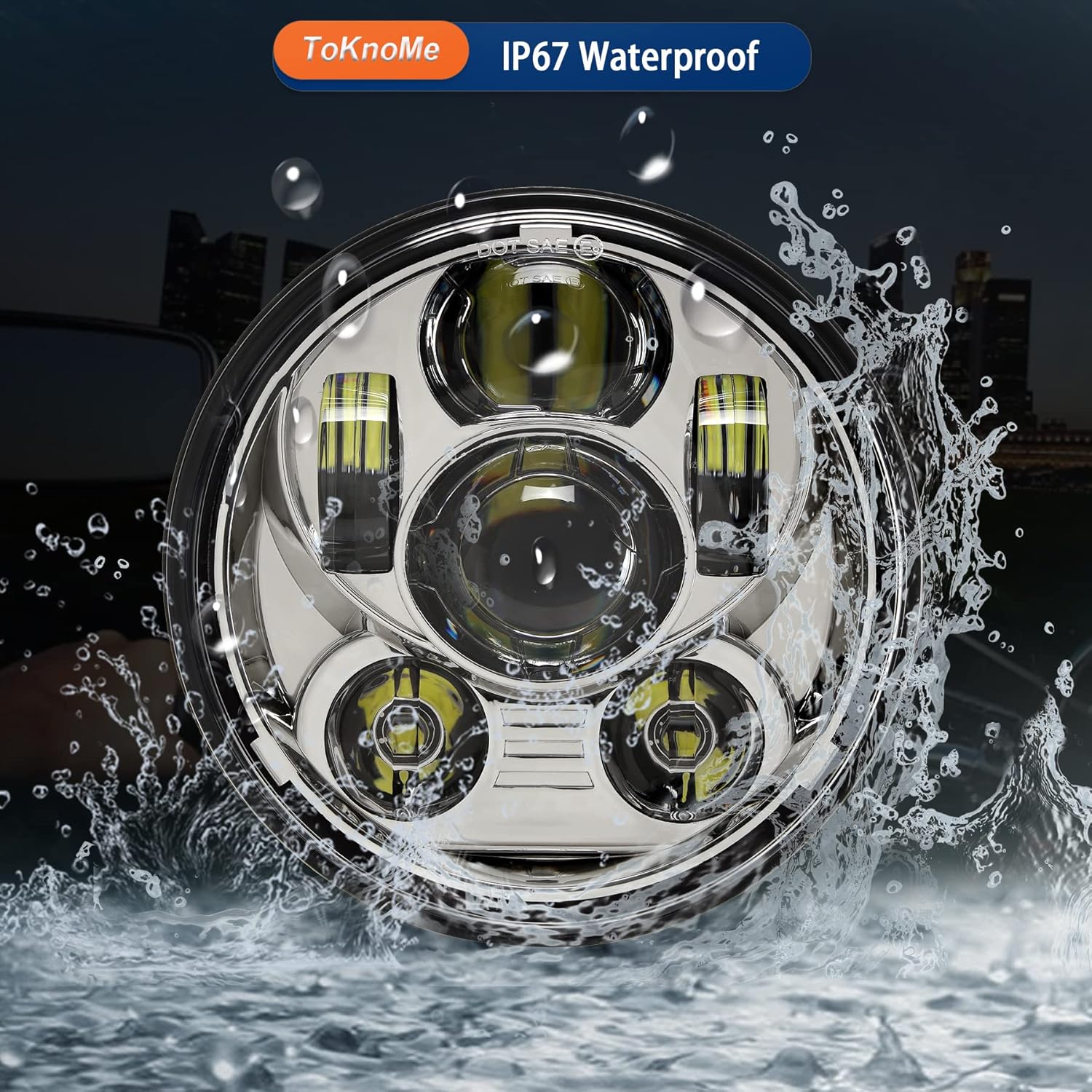 5-3/4 5.75 inch Headlight LED Compatible with Harley Davidson Dyna Sportster Iron 883 1200 Low Rider XLH883 Super Glide Softail Custom XLH1200 Forty-Eight SuperLow Street 500 750(Chrome)