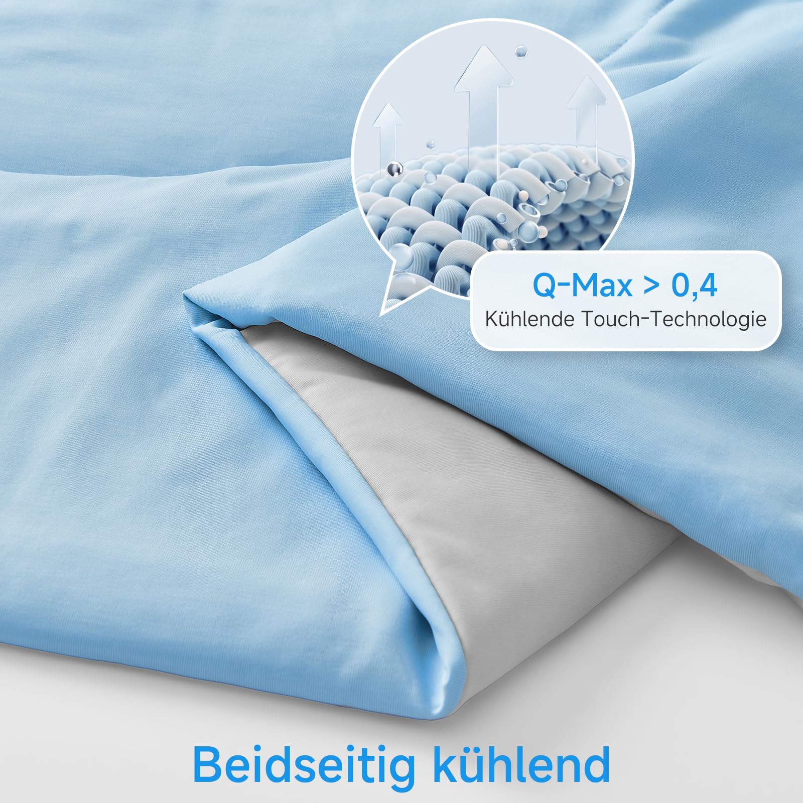 HOMFINE Kühldecke Doppelseitig Q-Max > 0,4 Sommerdecke Kühlend 200 x 220 cm Blau