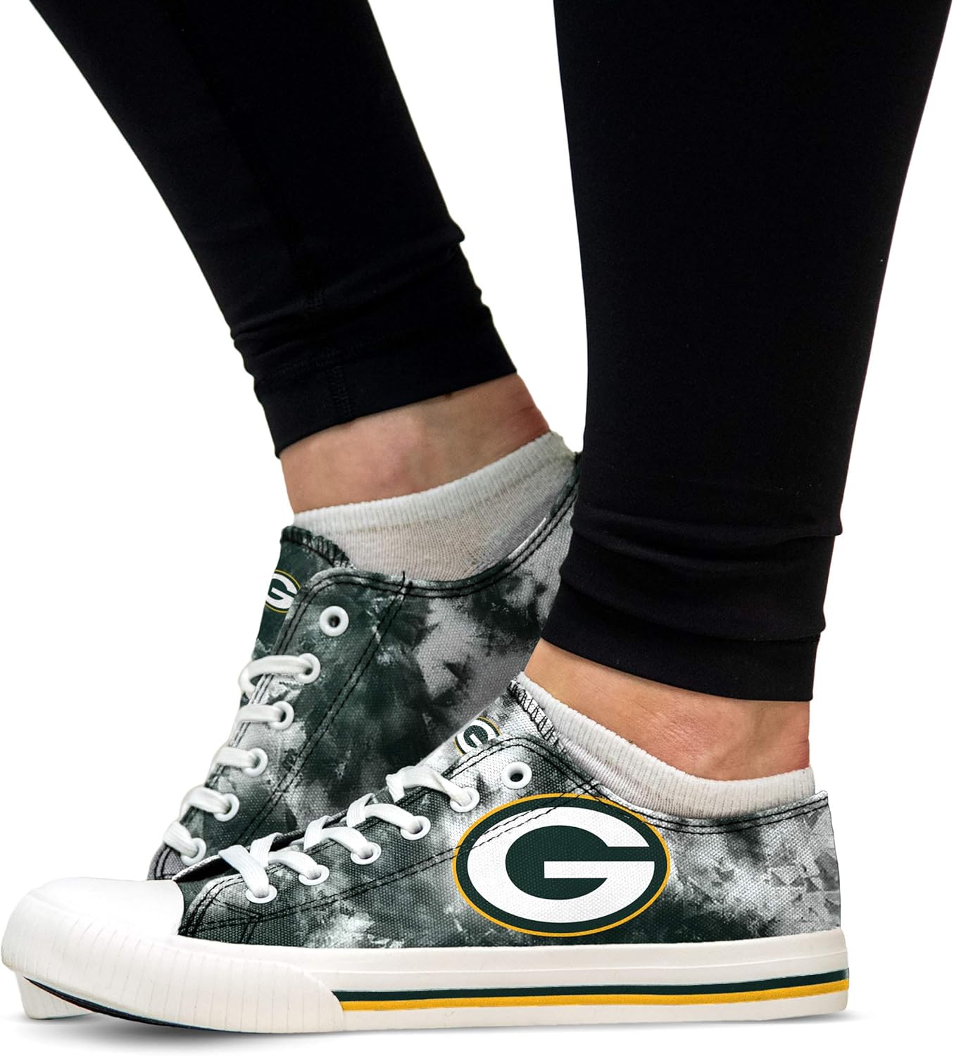 FOCO Green Bay Packers NFL Womens Low Top Tie Dye Canvas Shoes - 8 - Image 2