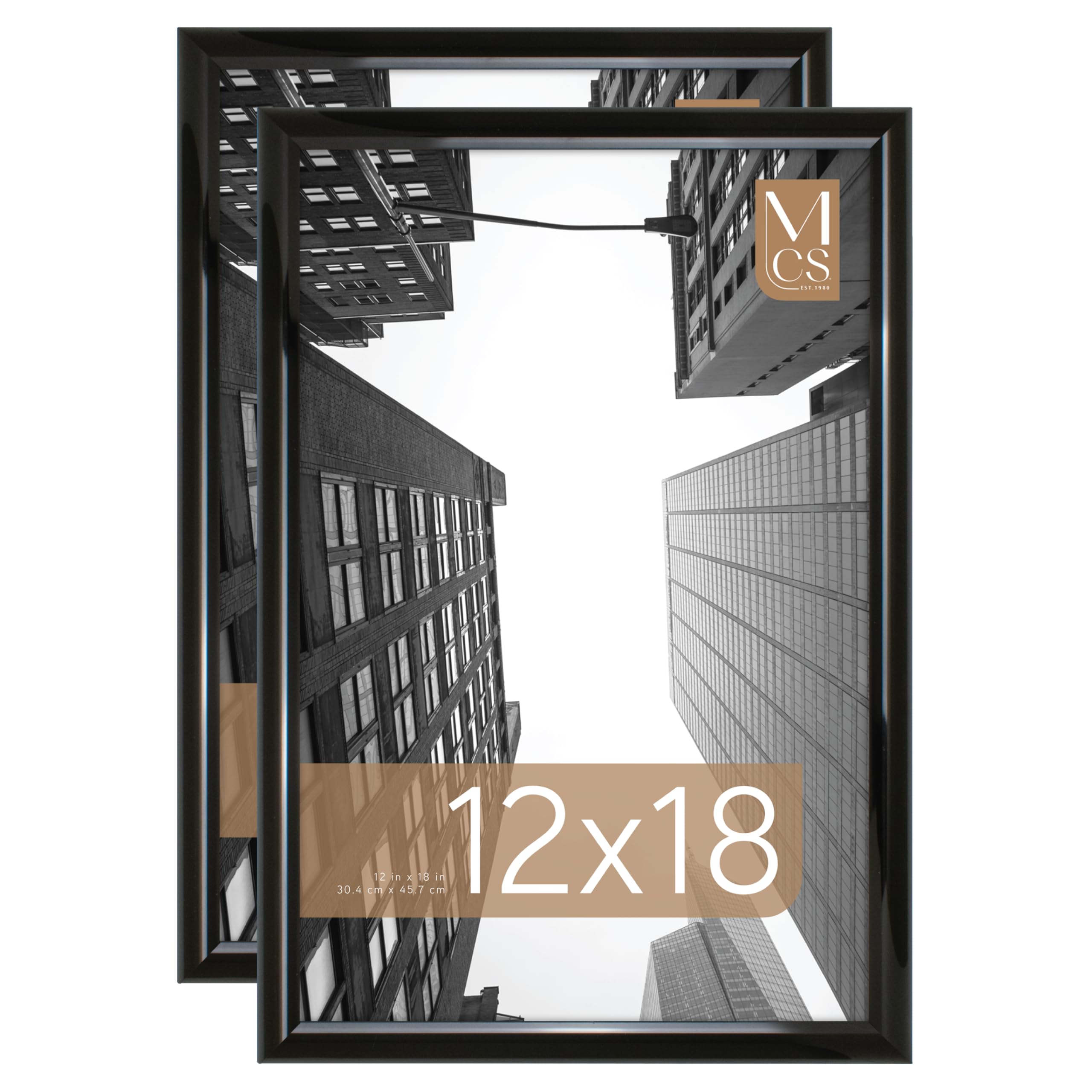Cadre Photo MCS Trendsetter Large 45,7 X 61 Cm - Noir Brillant, Profil 2,5 Cm - Pour Affiches, Posters, Impressions D'art