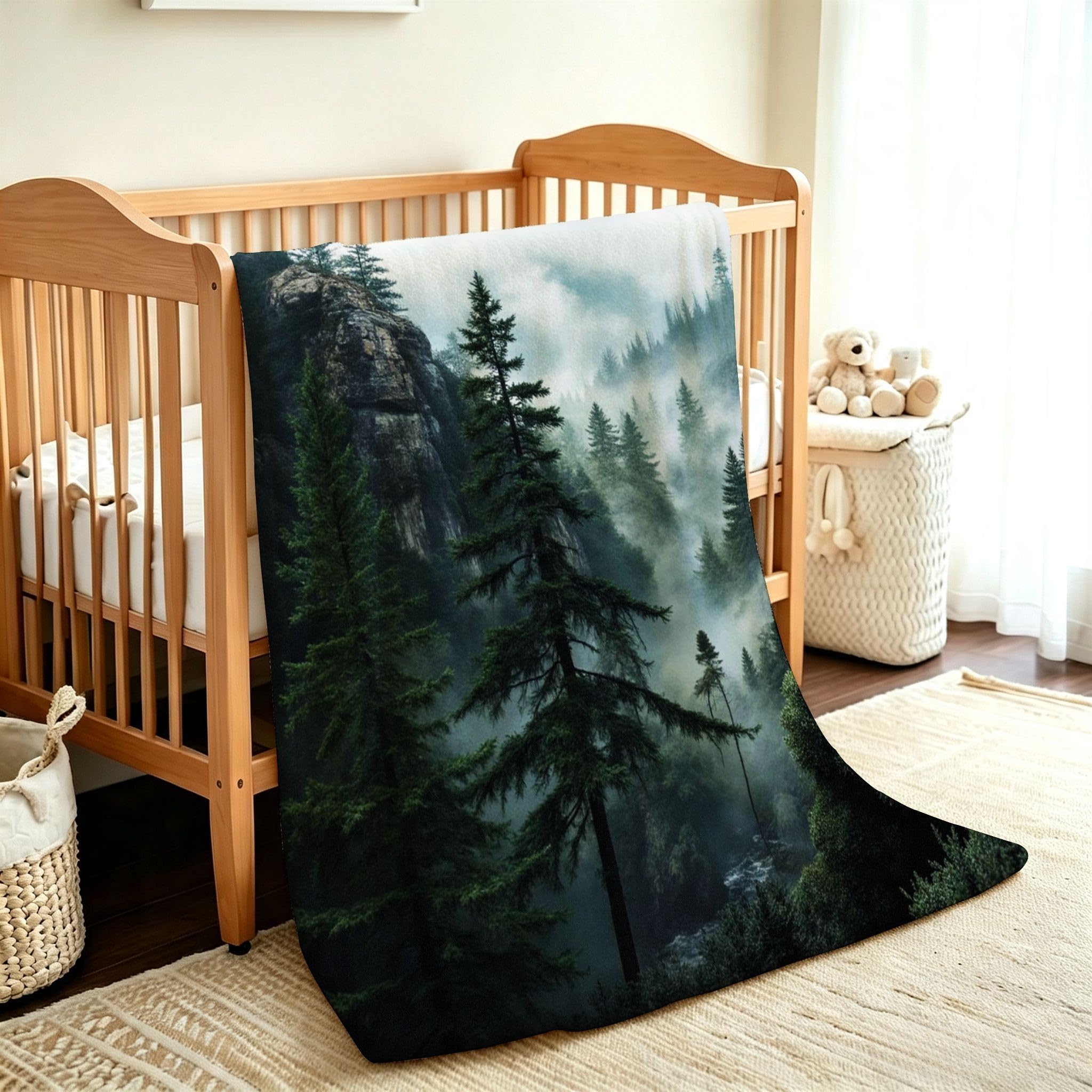 Manta Moderna Estampado 3D 220x240 cm Bosque Verde a2357