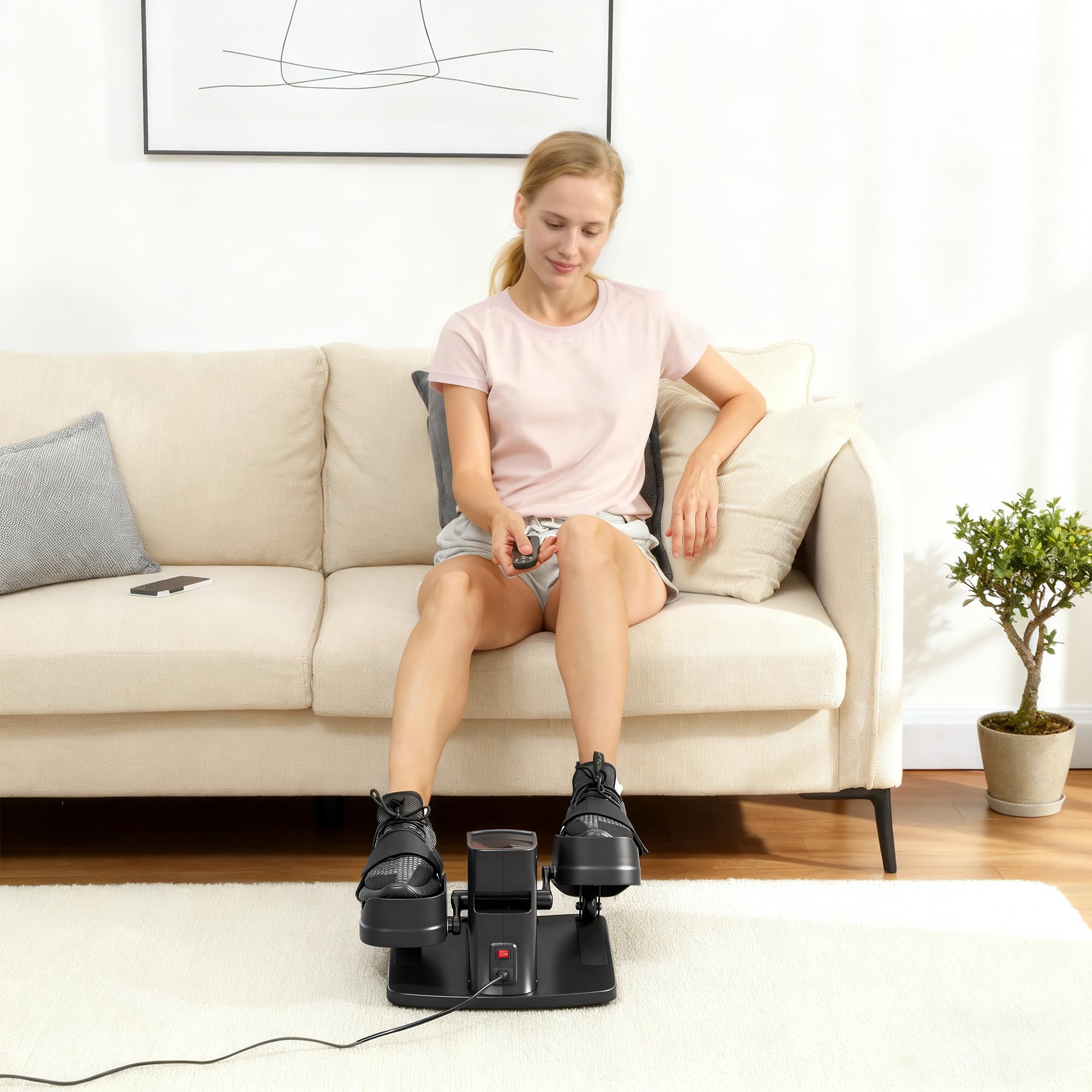 SPORTNOW Mini vélo elliptique pour la Maison Vélo elliptique électrique avec télécommande Écran LED 12 Vitesses Antidérapant Silencieux Portable Vélo de Jambes pour Seniors Adultes