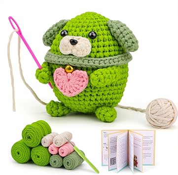 Crochet Kit for Beginners, Crochet Starter Kit with Step-by-Step Video Tutorials, Crochet Animal Kits, Beginner Crochet Kits for Adults and Kids Cute Litter Dog