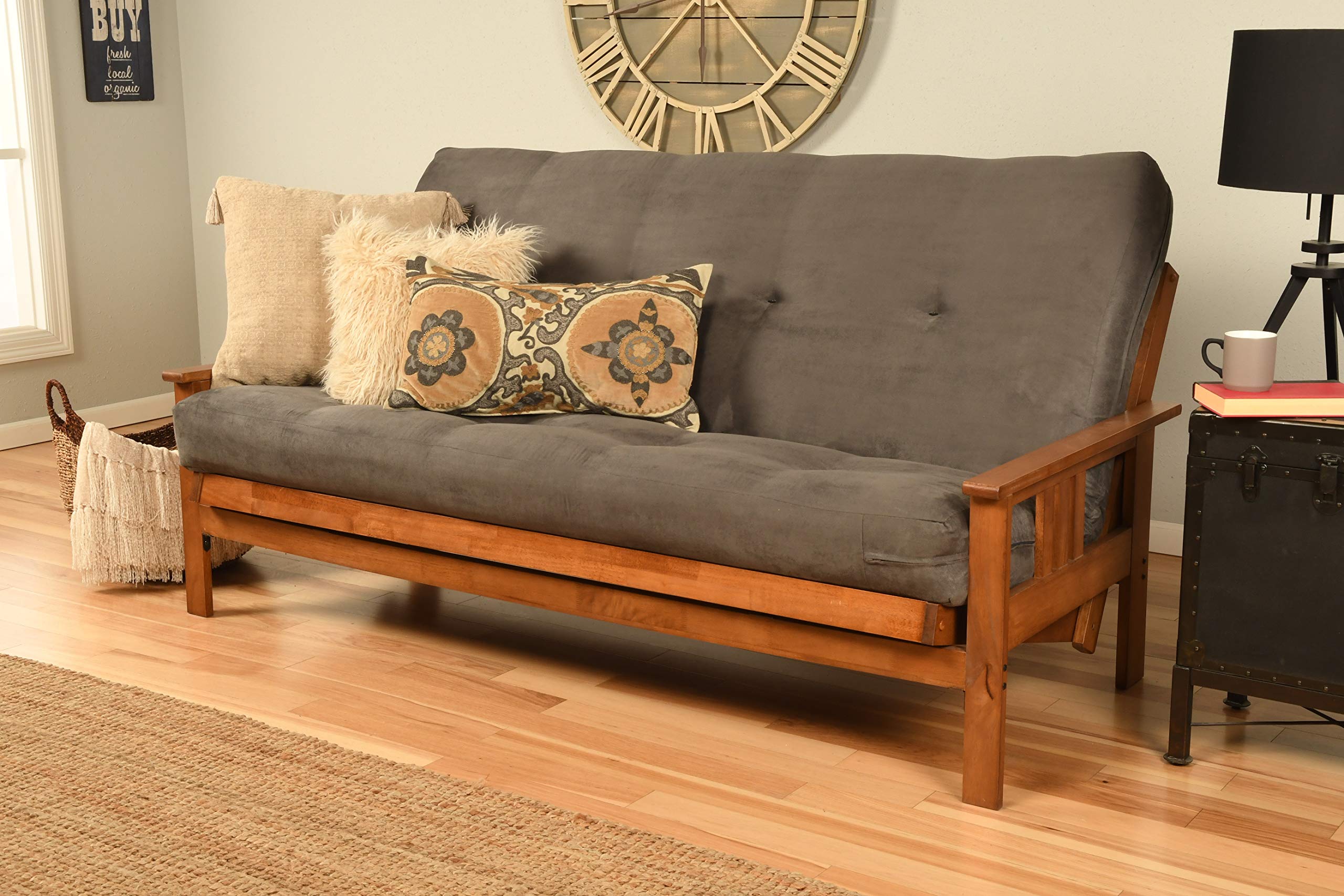 Kodiak Furniture Monterey Futon Set, No Drawers, with Barbados Base and Suede Grey Mattress