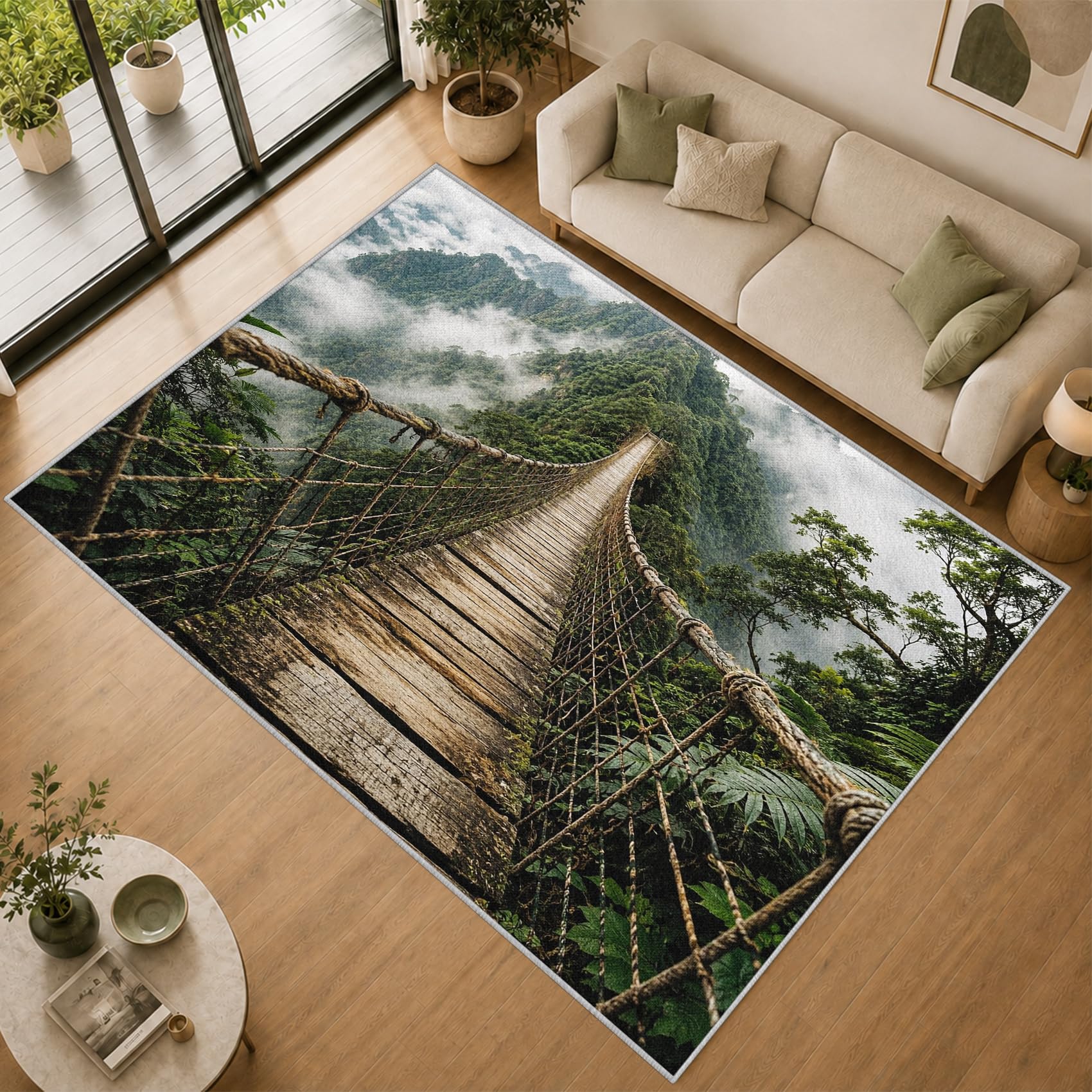 Tapis Salon Illusion Optique 3D 120x170cm Lavable en Machine Antidérapant