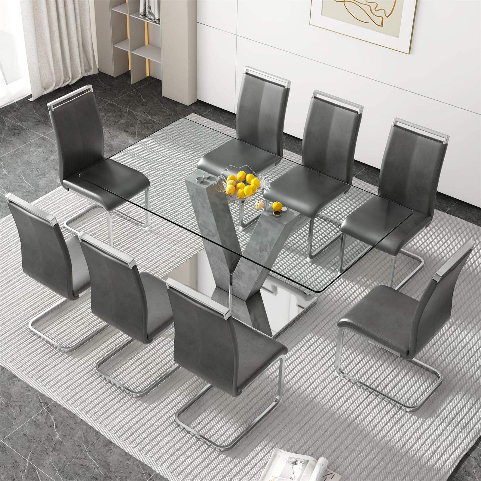 BAOPIN Glass Dining Table Set