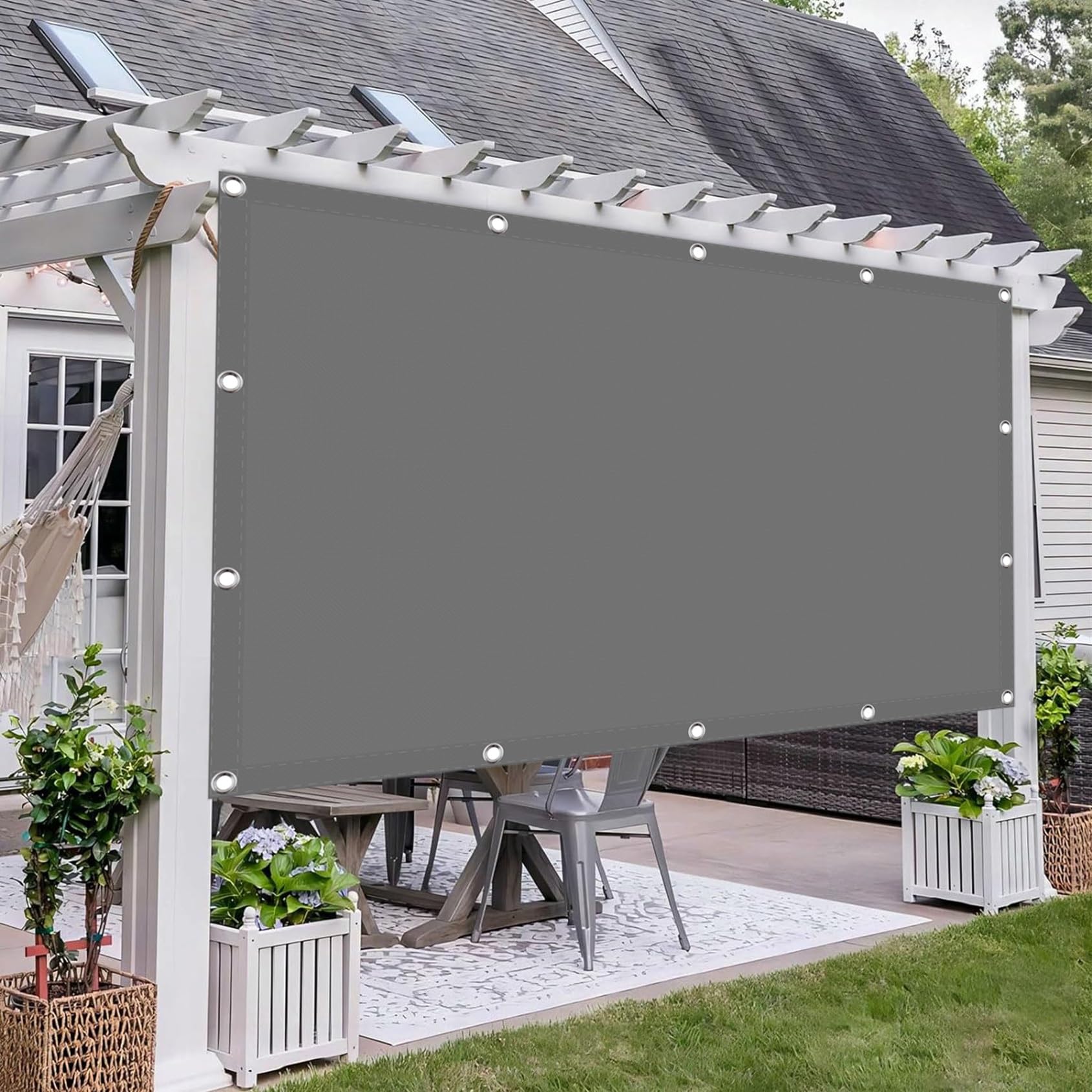 Patio Paradise Vela Ombreggiante Triangolare 400x400x600 Cm Grigio Chiaro - Tenda Impermeabile 260GSM Con Blocco UV 95% Per Giardino E Terrazzo