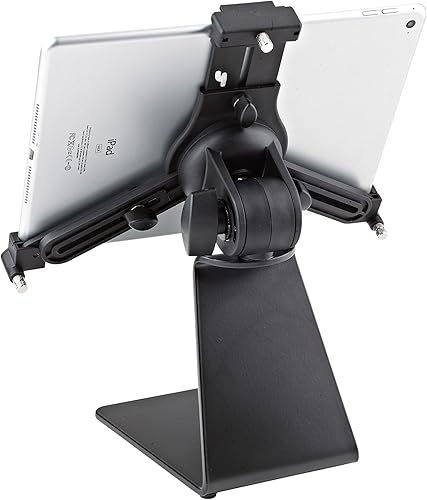 Miniatura 7 de K&M Konig & Meyer 19792.016.55 - Soporte universal para tableta, base estable, cierre seguro a presión, liberación rápida, rotación verticalpaisaje,