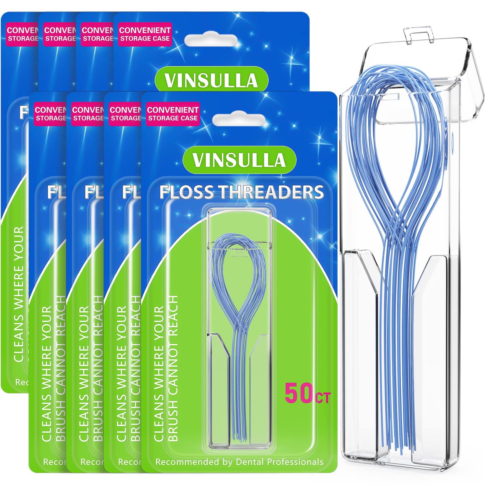 VINSULLA Floss Threaders for Braces, Bridges & Implants 400ct (Pack of 8)