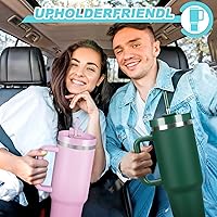 Vista 2 de Vaso de 40 onzas con asa y popote, tapa 2 en 1, botella de agua de doble pared con aislamiento al vacío de acero inoxidable, taza de viaje - Regalos