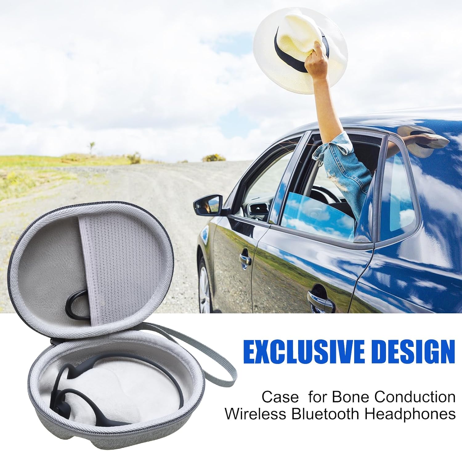 LTGEM Hard Case for Bone Conduction Headphones Compatible with SHOKZ, CXK, BAICLUD, TOZO, DEMICEA, Wildhorn Outfitters, Tayogo, LOBKIN Open Ear Bone Conduction Headphones -Grey (Only Case) - Image 4