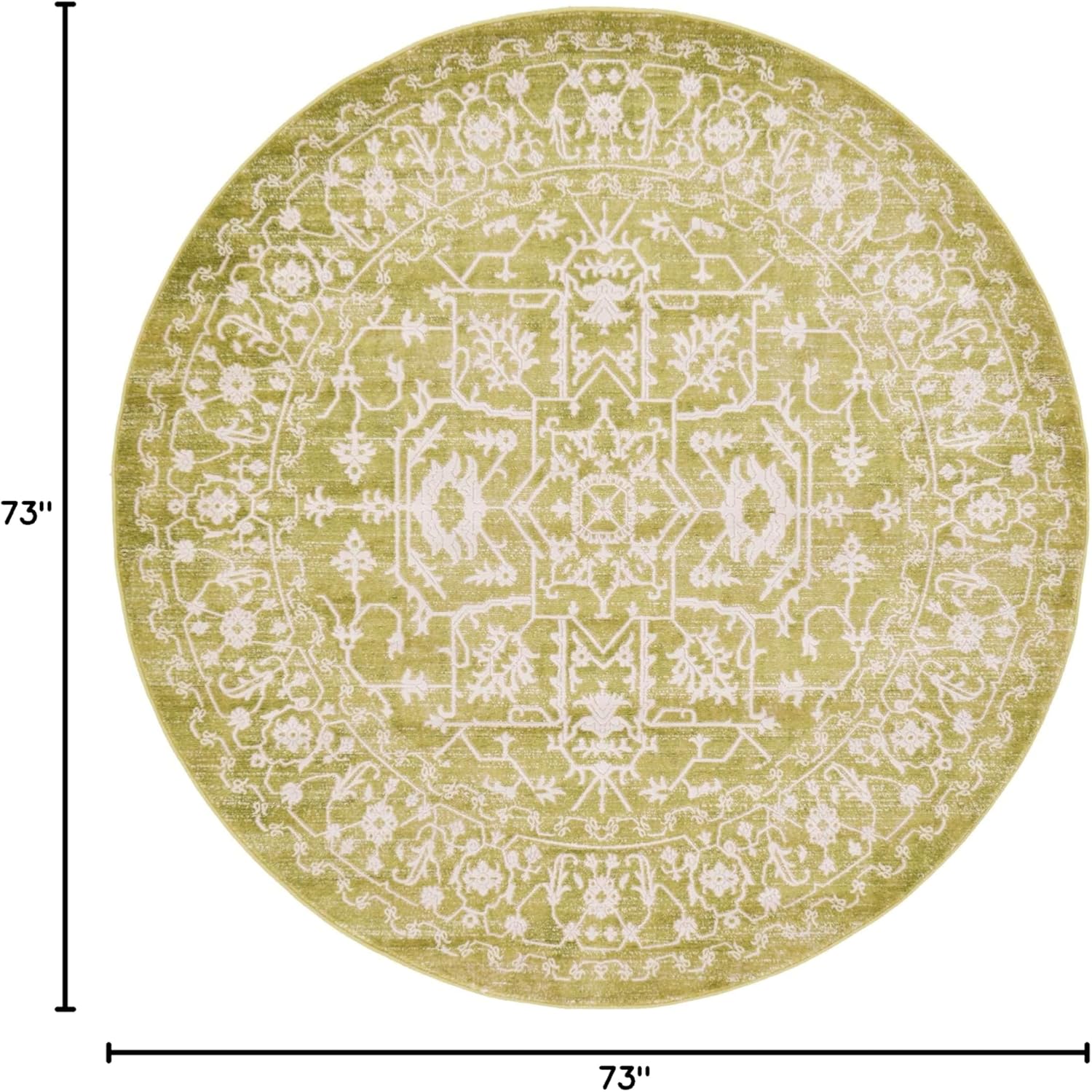 Unique Loom Traditional Classic Intricate Design with Distressed Vintage Detail, Area Rug, 6 ft, Light Green/Ivory