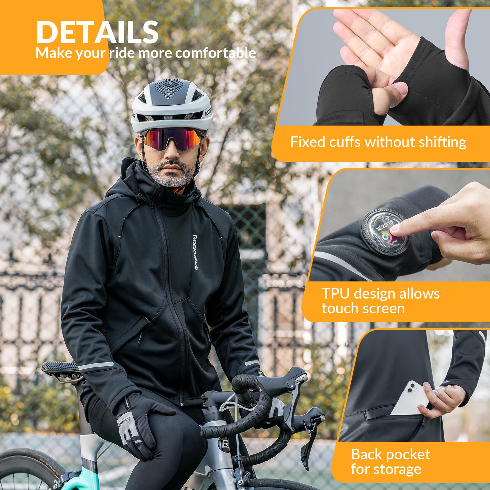 ROCKBROS Chaqueta Ciclismo Invierno a Prueba de Viento Polar Térmico para Hombre Chaqueta Bicicleta Transpirable Ropa para Deportes al Aire Libre