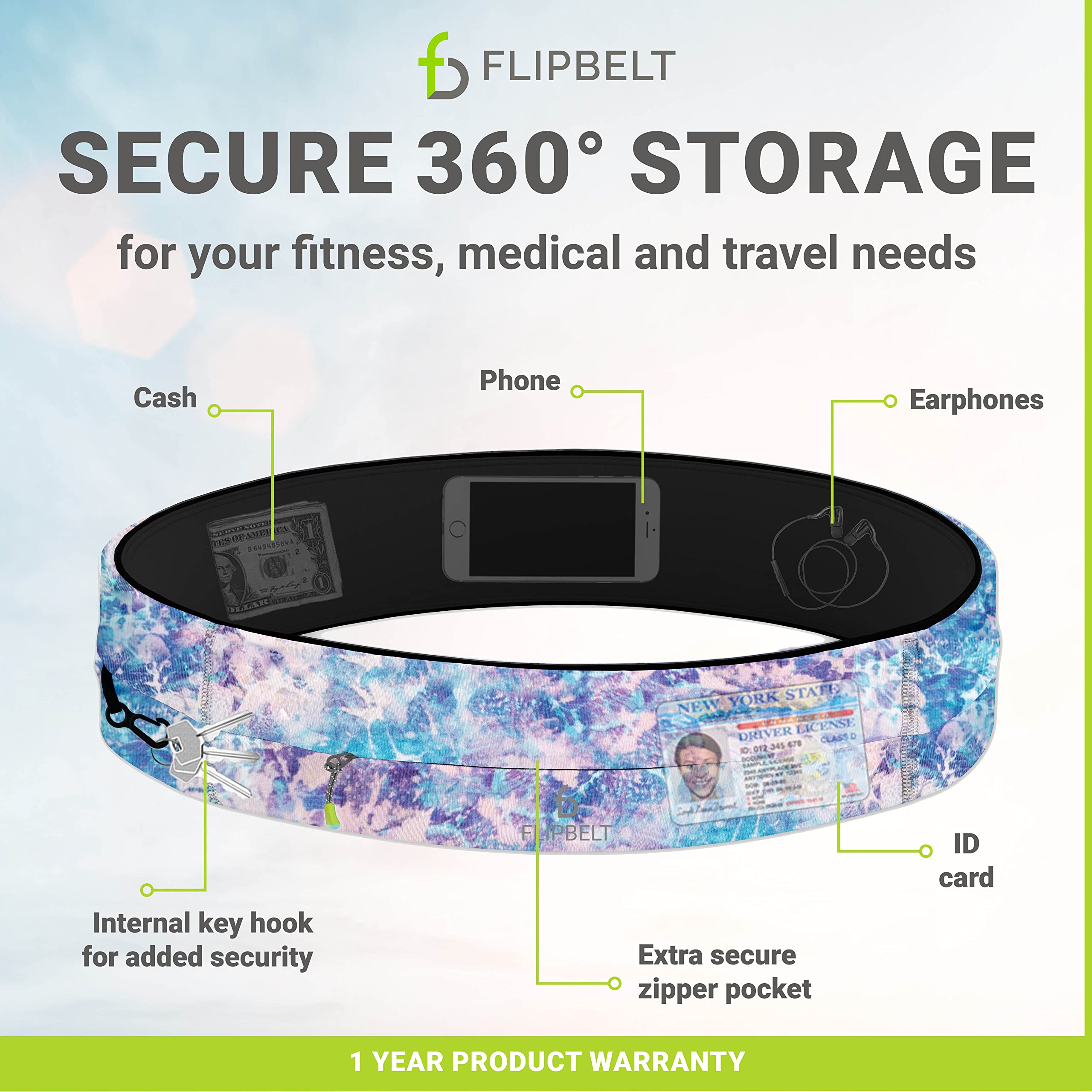 Ceinture De Course FlipBelt Zipper - Ceinture De Course Avec Fermeture Eclair Pour Une Securite Accrue