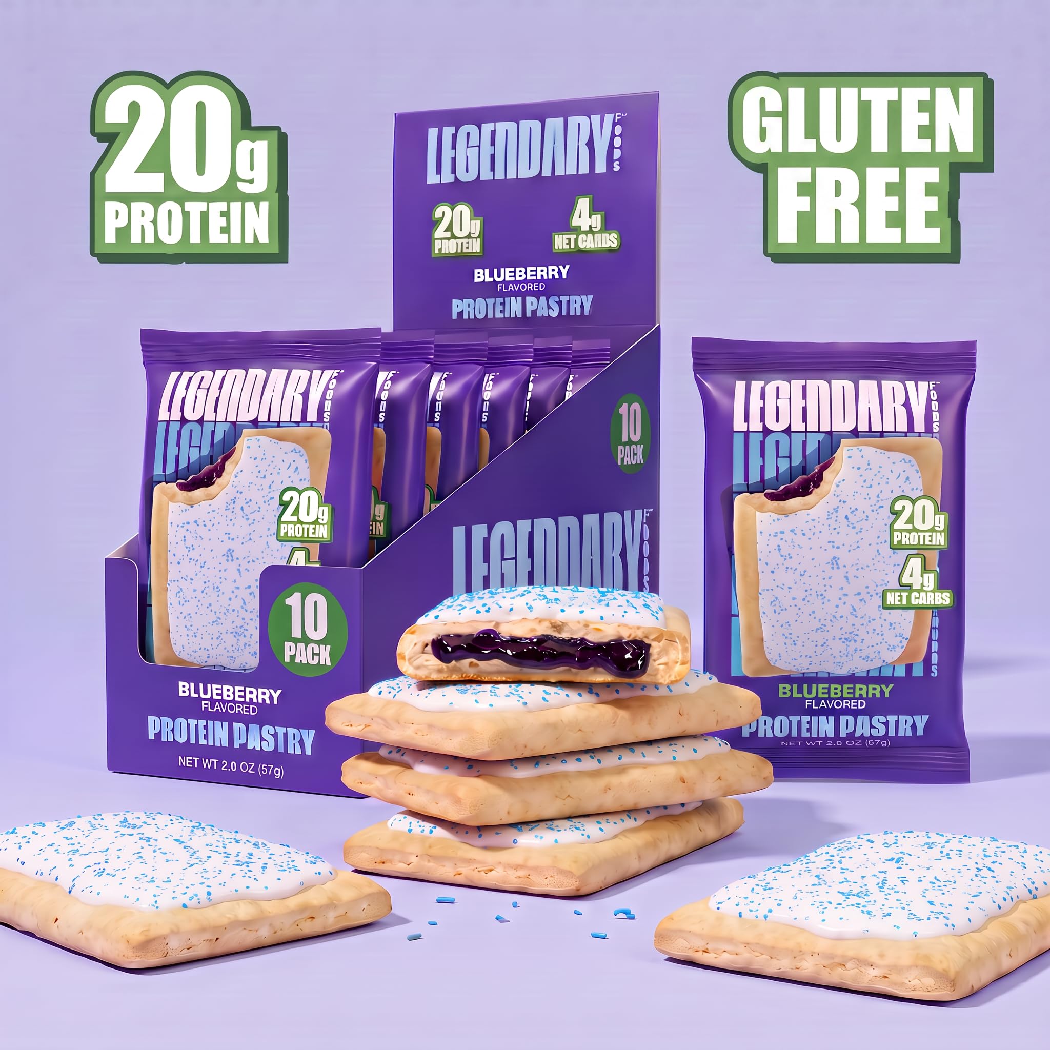 Legendary Foods New Cake Style Tasty Pastry | Low Carb, High Protein, Keto-freundlich, ohne Zuckerzusatz, Protein-Snacks, Frühstück für unterwegs, Keto-Lebensmittel, Keto-Snacks – Caddie-Retail 10 | Zuckerarmer Keto-Snack, leckere Frühstückstorte, protein