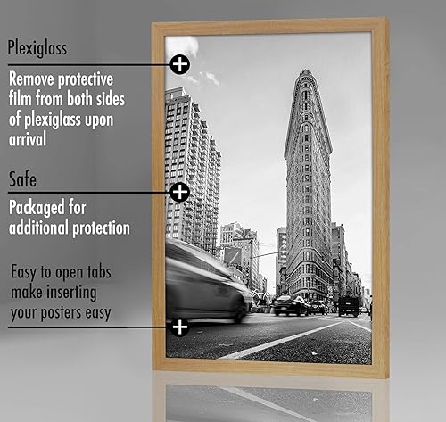 Miniatura 4 de Americanflat - Marco para póster hecho de madera compuesta con plexiglás pulido, posición horizontal y vertical para pared, incluye herrajes para