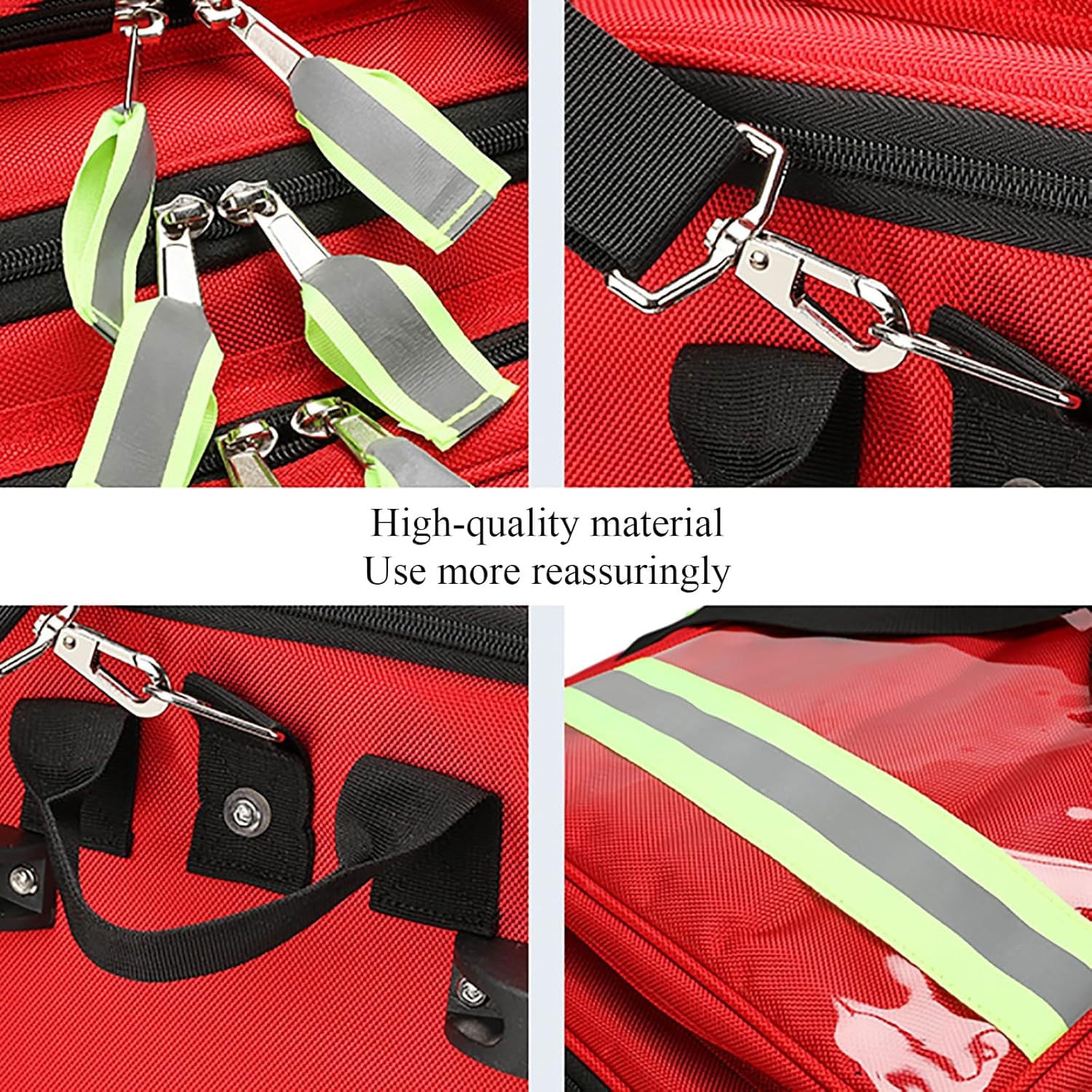 Bolsa de primeros auxilios, kit de emergencia rodante de gran capacidad con diseño de múltiples bolsillos y tiras reflectantes, ideal para senderismo al aire libre, mochileros, camping, viajes