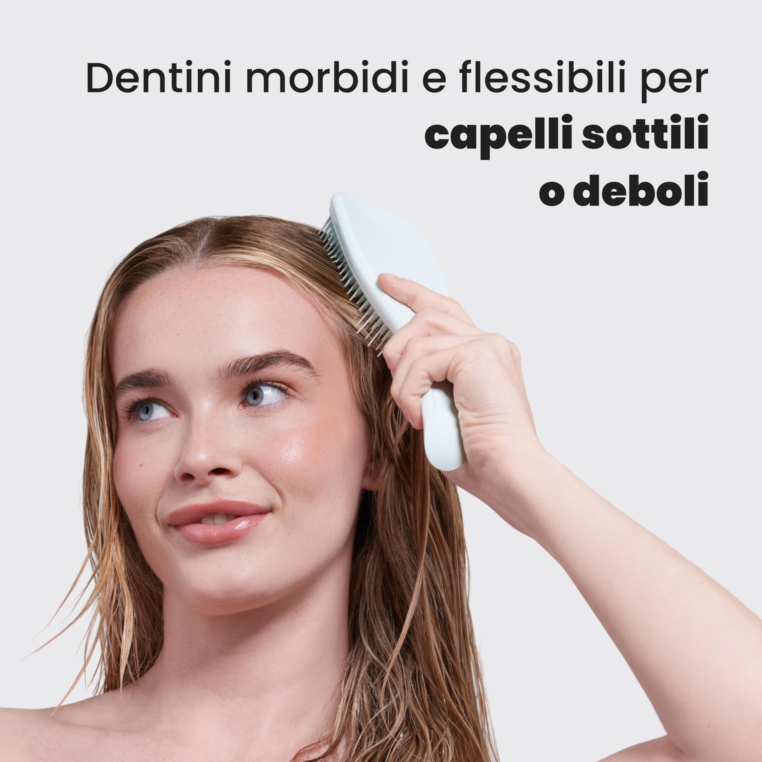 Tangle Teezer Fini e Fragili Ultimate Detangler per capelli colorati, fini e sottili - Spazzola Grande Doppie setole morbide riduce rottura e strappo - Ideale per capelli delicati - Blu spuma di mare