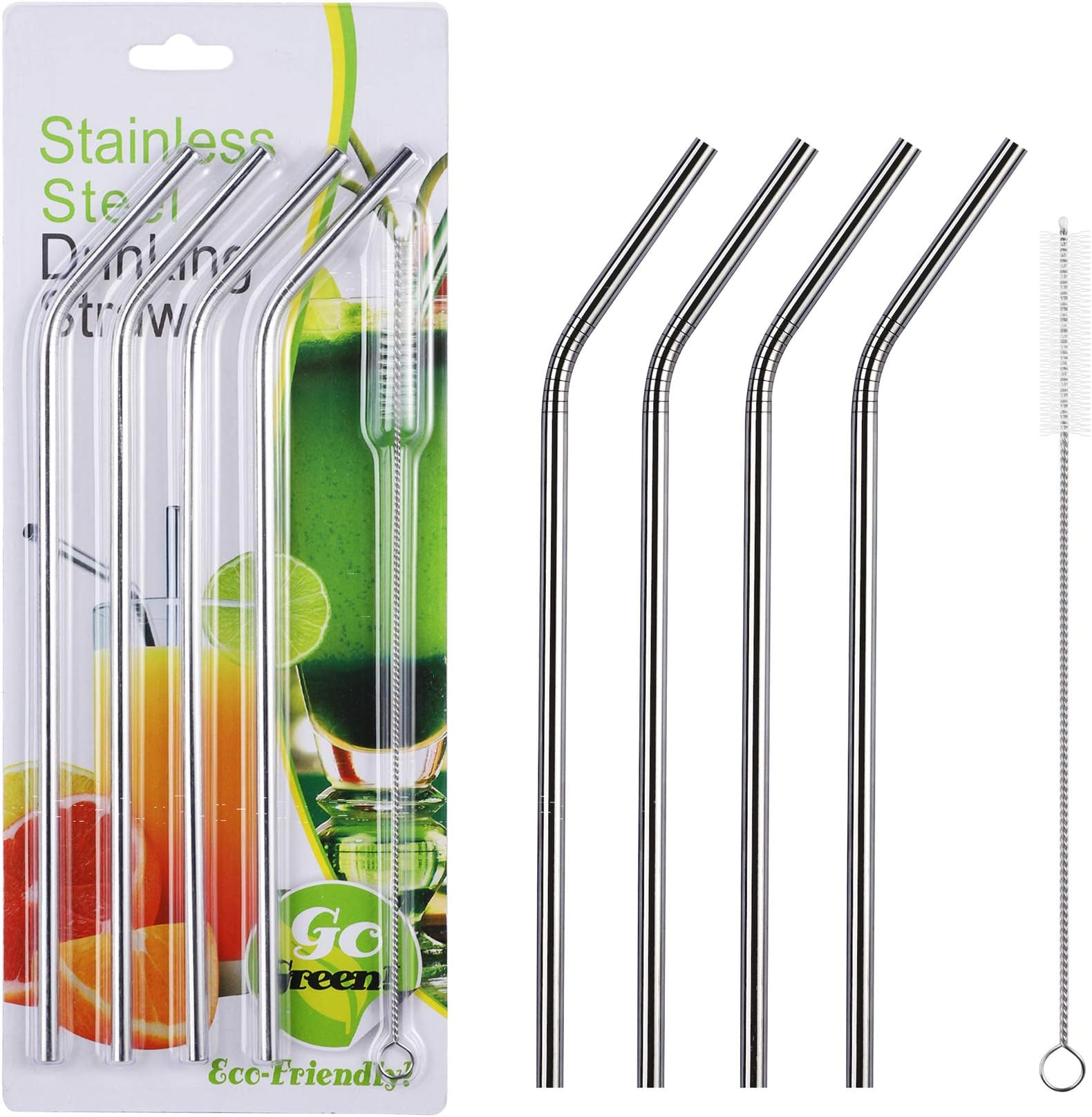 4 Pcs Reusable Metal Drinking Straws 8.5 Inch Stainless Steel Straw 6mm Diameter Wide -Compatible with 20oz Yeti Tumblers Eco-Friendly Washable non-plastic or glass - UNbreakable