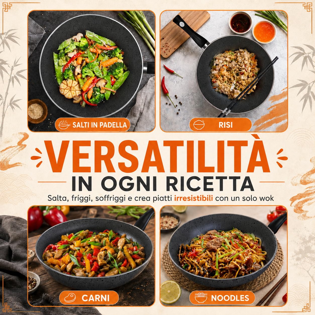 TEHORNEO Wok, Pentola Wok Induzione 28 cm Alluminio Antiaderente, Padella Wok, Pentola Wok, Wock Padella, Wook, Saltapasta Antiaderente, Wok Professionale, Padelle Wok, Woke, Wok Grande, 28 cm