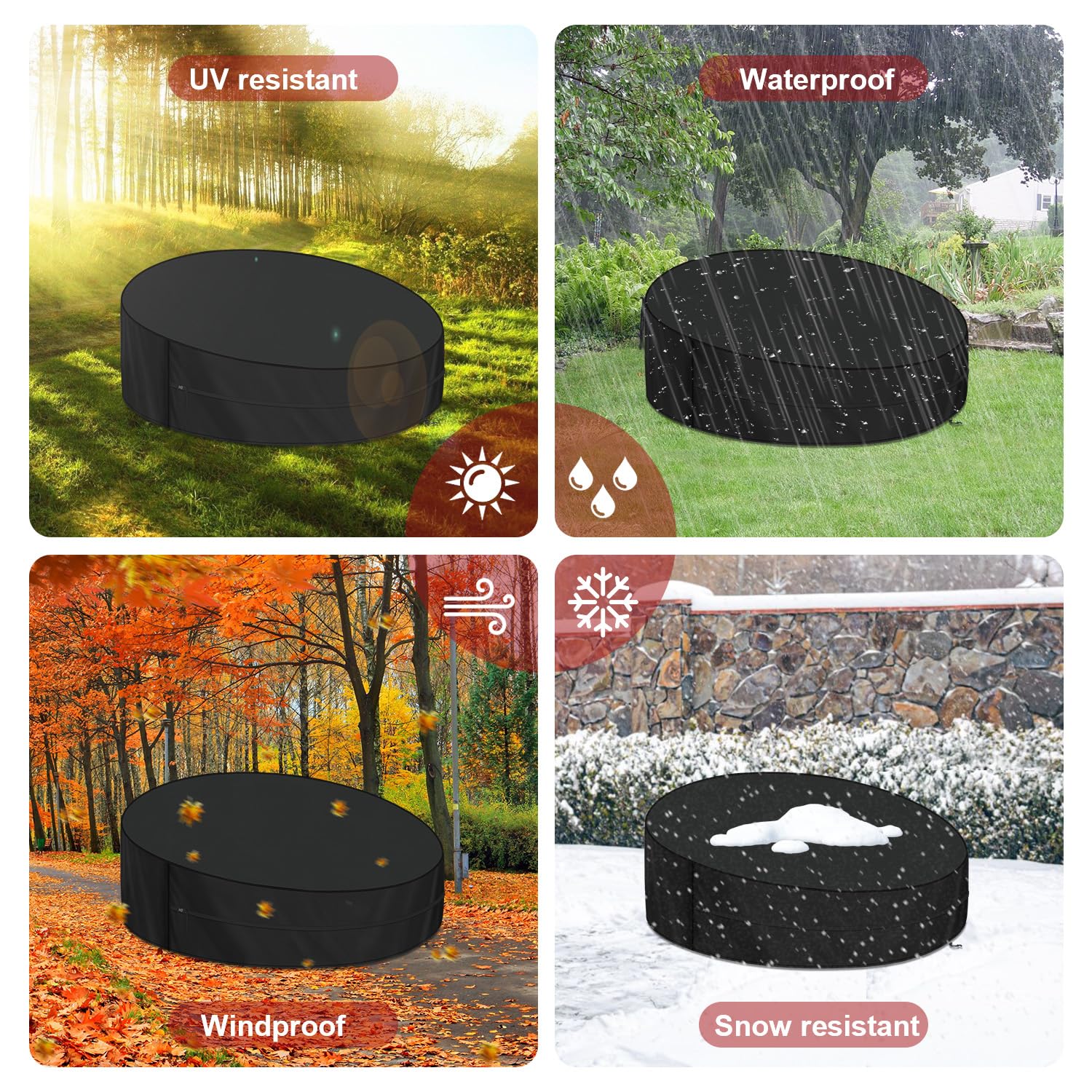 LAMUNI Housse Lit de Jardin Rond Couverture de Lit de Jardin, 420D Tissu Oxford Bâche Canape-lit Jardin, Housse de Protection Canapé-lit, Imperméable Housses pour Lit de Jardin, 250x90/50cm