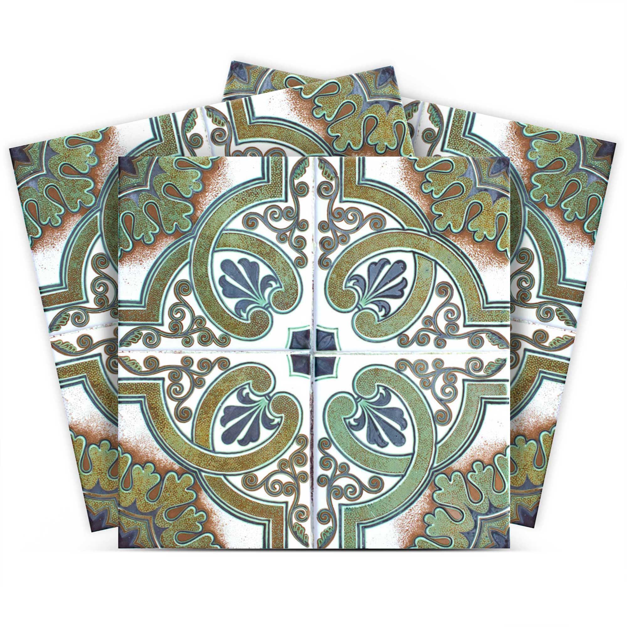 Tile Stickers by Mi Alma 24 pcs Talavera Wall Stencils Wall Stickers Peel and Stick Easy Application – Ideal for Bathroom, Kitchen Wall Tile Decals (