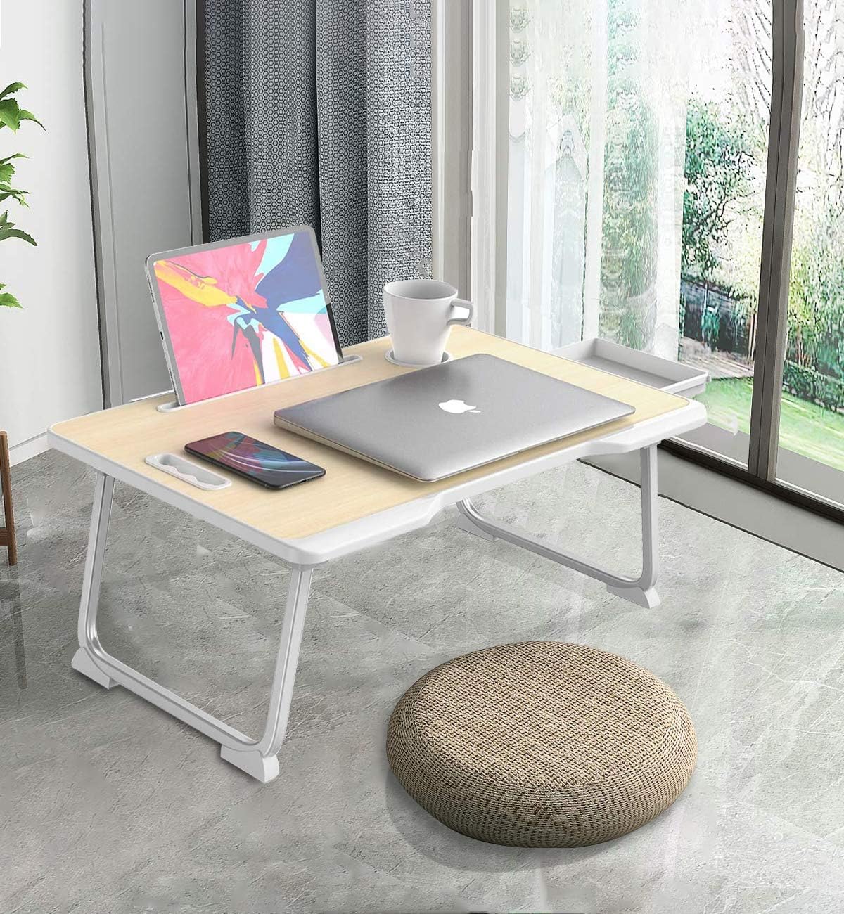 Tесh Dеаlѕ 🔥 Laptop Bed Tray Table - Foldable Laptop Desk for Bed and Sofa, Portable Lap Desk with Handle for Eating Breakfast, Reading Book, Watching Movie on Bed/Couch (Wood) Suреr Sаlе 🛒 Laptop Bed Tray Table - Foldable Laptop Desk for Bed and Sofa, Portable Lap Desk with Handle for Eating Breakfast, Reading Book, Watching Movie on Bed/Couch (Wood)