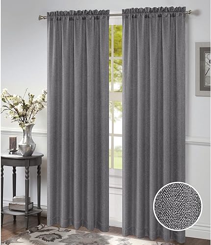 MORGAN - Panel de ventana con bolsillo para barra y tratamiento de cenefa de cascada, tela elegante tejida de color sólido, decoración para el