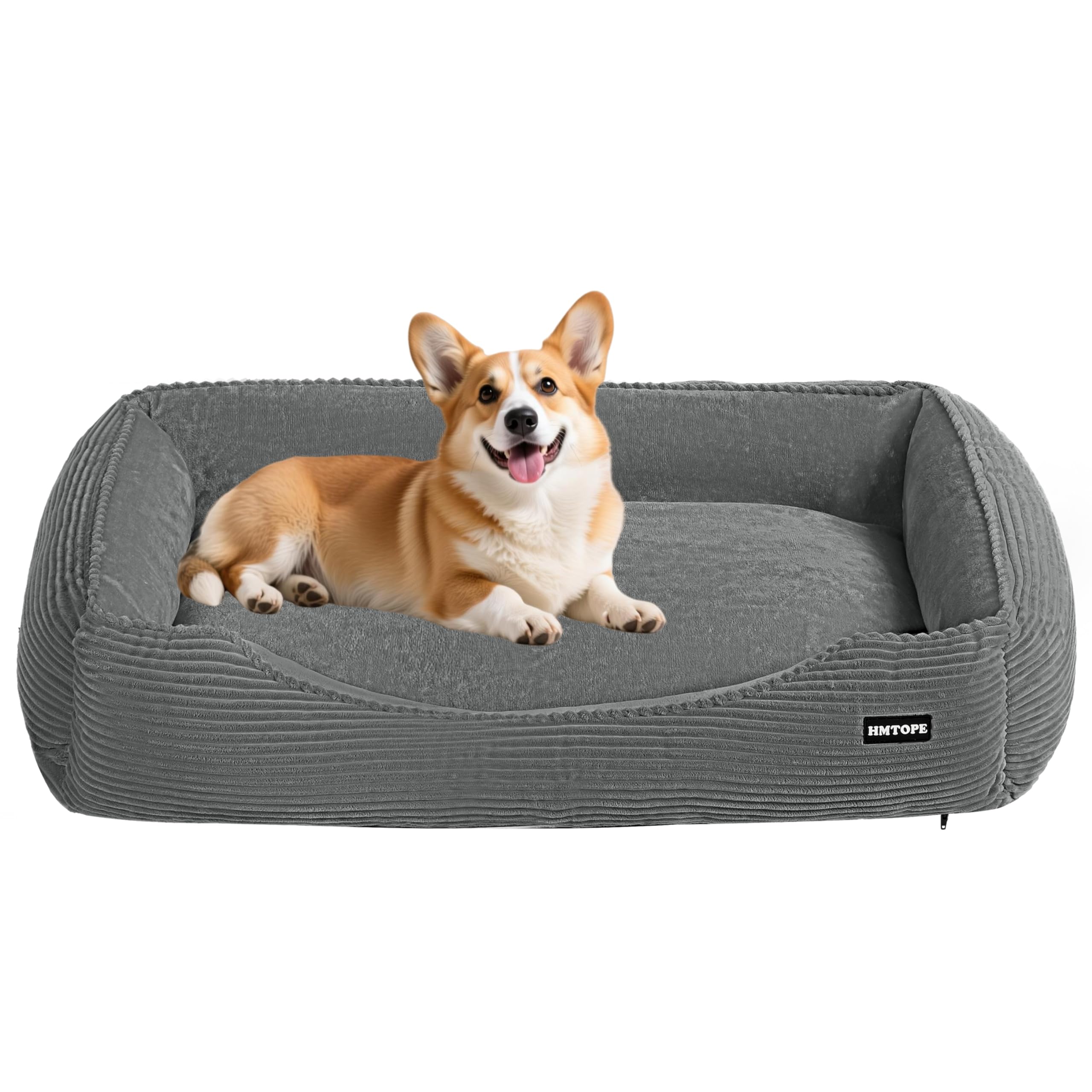 HMTOPE Hundebett, Hundesofa, Hundematte aus Cord, S/M/L, rutschfest, Abnehmbar und Waschbar, Weich und Atmungsaktiv