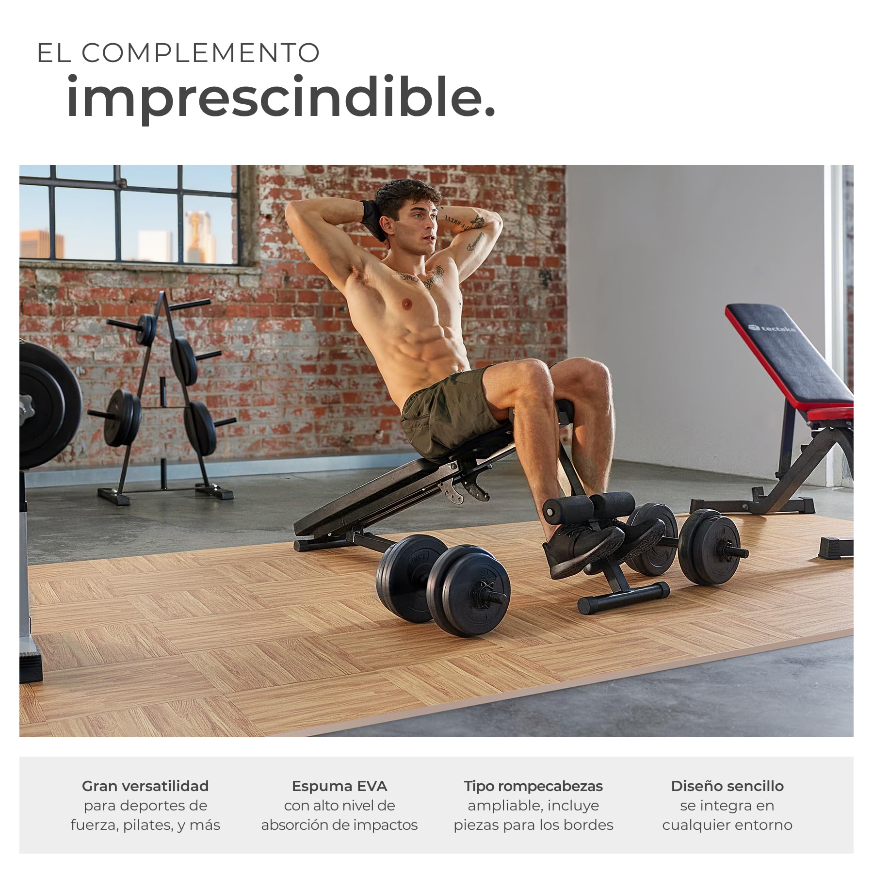 tectake® Estera Suelo Gimnasio, Alfombra Protectora Antideslizante para Gimnasio en Casa, Tatami Goma EVA Gruesa, Aislante Térmico y Acústico, Protector Suelo