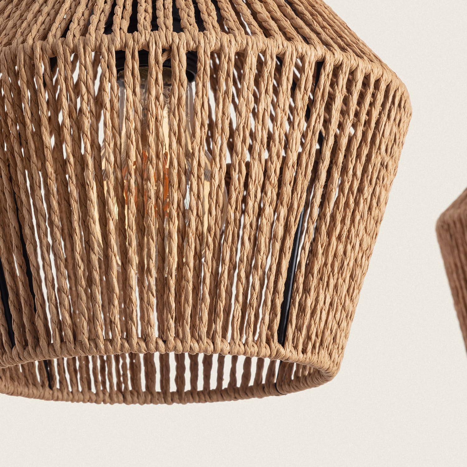 LEDKIA Lámpara Colgante Papel Trenzado Kirito 3 Focos Natural | CasquilloE27