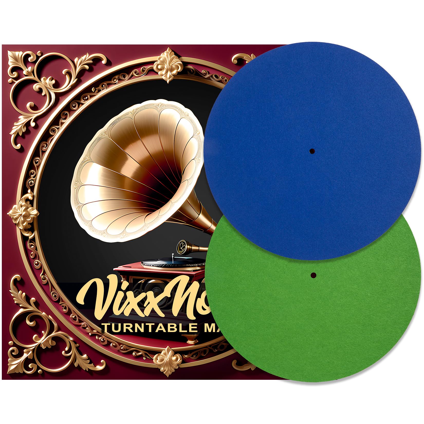 2 alfombrillas de fieltro de lana para tocadiscos de 12 pulgadas, antiestático, almohadilla protectora para tocadiscos fonógrafo, mejora el rendimiento de audio (verde y azul marino)