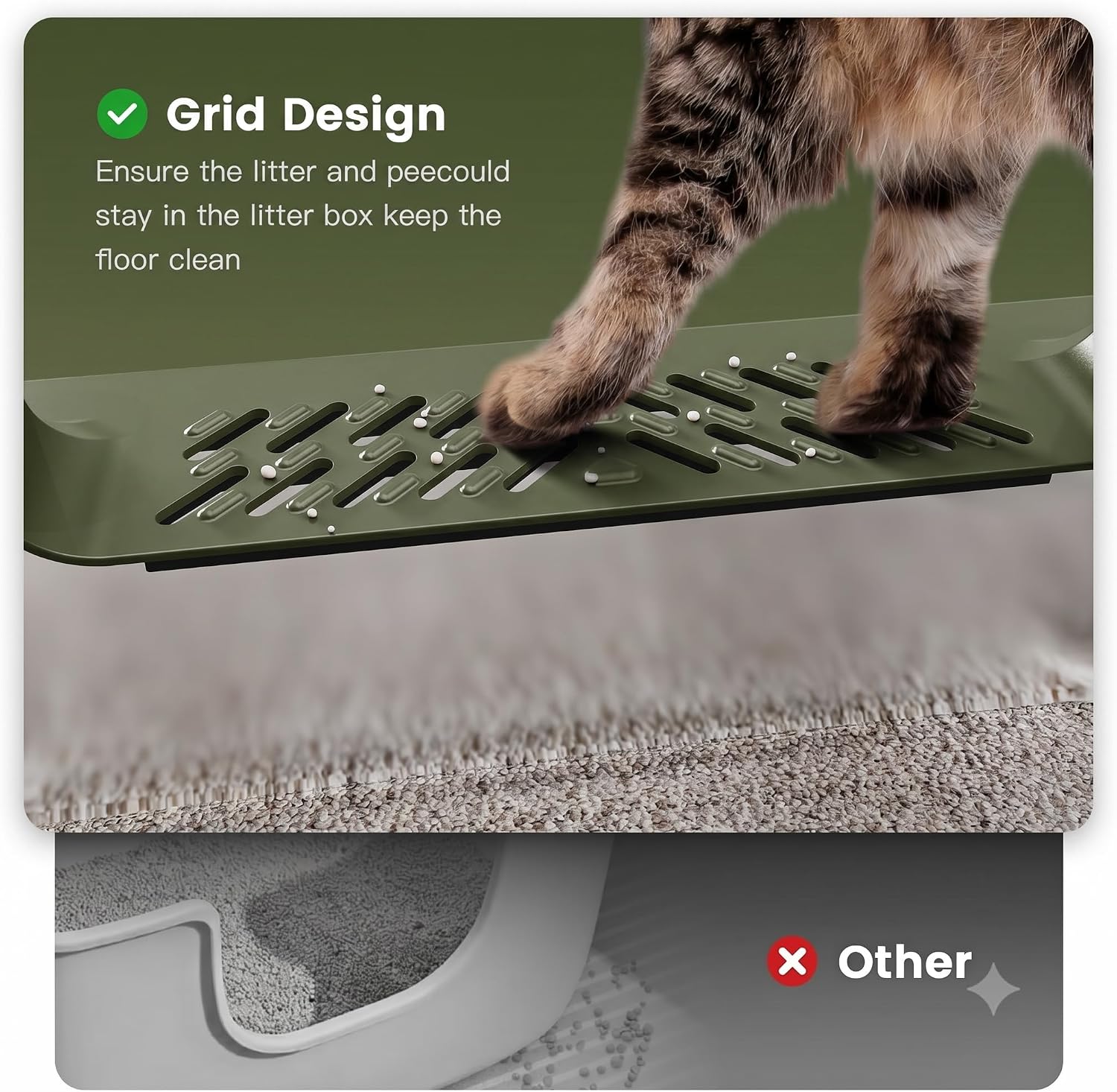 XXXL Stainless Steel Cat Litter Box with Lid, 26" L x 18" W x 12" H Metal Litter Box with High Sides for Big Cats & Multiple Cats, Never Absorbs Odors, Anti-Urine Leakage, Easy Cleanin(Green) image 5