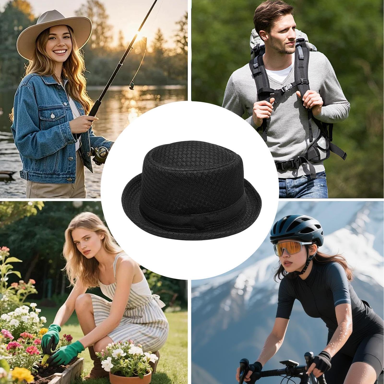 Sombrero Porkpie De Verano - Gorra Jazz Transpirable Y con Estilo,Sombreros De Paja Pork Pie para Hombre | para Verano Playa Actividades Al Aire Libre Cosplay Unisex Vacaciones