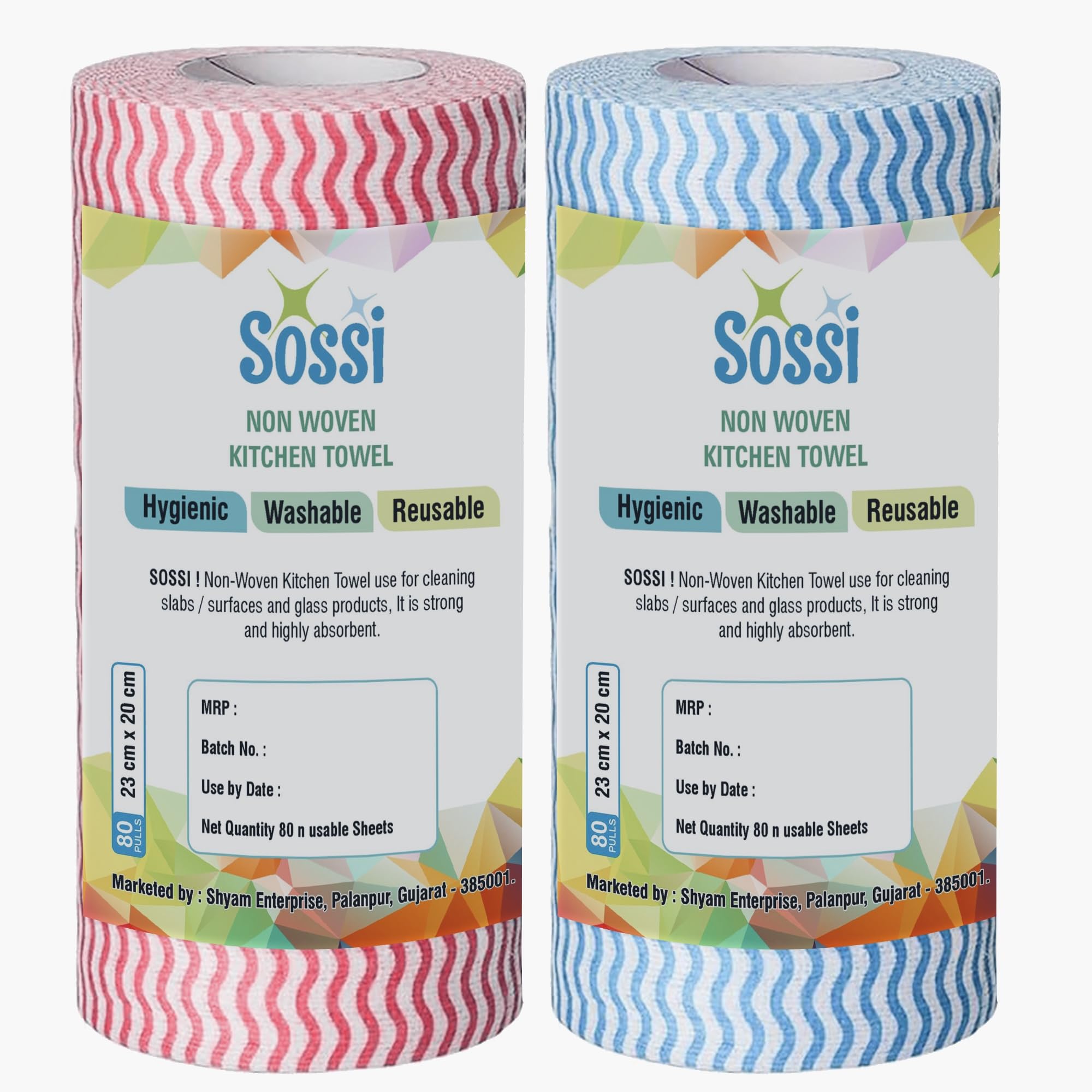 SOSSI Non-Woven Kitchen Towel Roll | 80 Pulls (Pack of 2) | Size: 23 x 21 cm | Wavy Pattern | Hygienic, Washable and Reusable | Highly Absorbent | For Daily Use-image-32