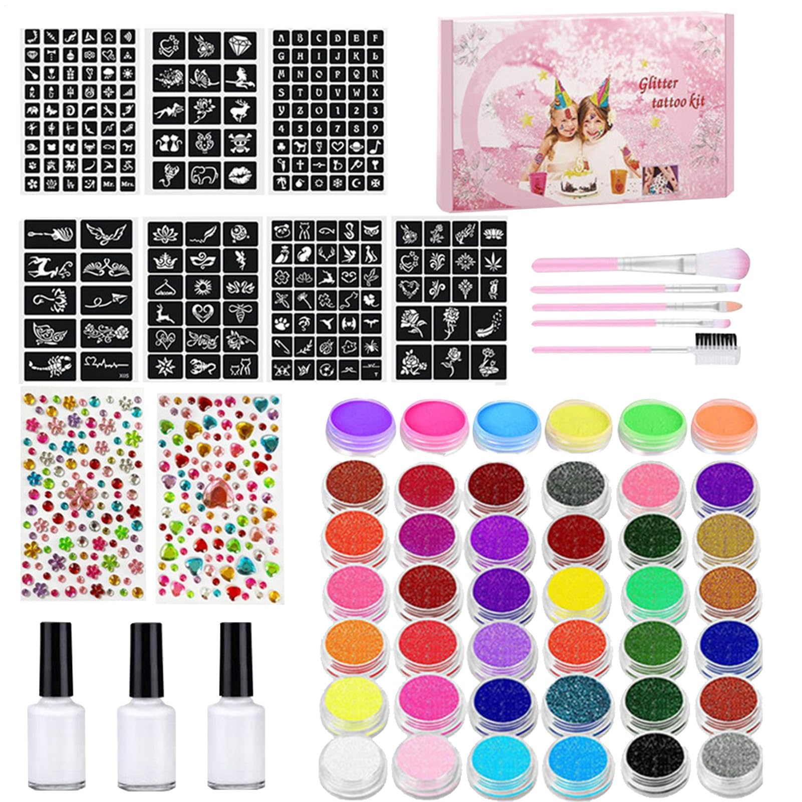 Palette di trucco, pittura per il corpo lavabile e di qualità, pennelli e stencil per feste, Halloween, Natale, carnevale, compleanno, palcoscenico