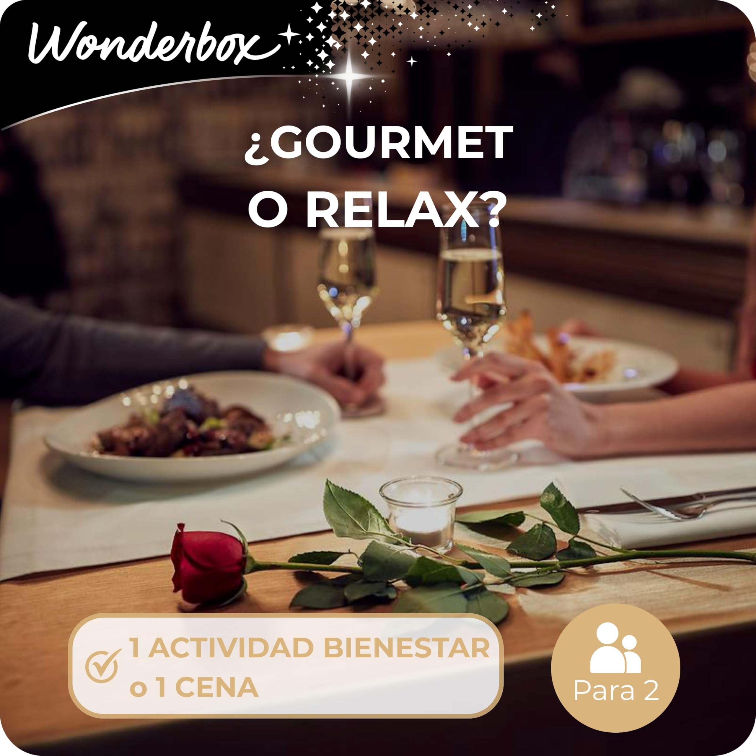 Wonderbox - Caja Regalo - Gourmet o Relax - 1 Comida o Cena o 1 Actividad Bienestar para 2 Personas - 400 Actividades Gourmet o 900 Actividades Bienestar - Ideas Regalo en Pareja
