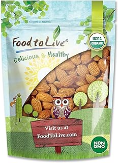 Organic Almonds, 5 Pounds – Non-GMO, Whole, Raw, No Shell, Unpasteurized, Unsalted, Vegan, Kosher, Bulk. Keto Snack. Good Source of Vitamin E, Protein. Great for Almond Milk, Nut Butter, and Desserts.