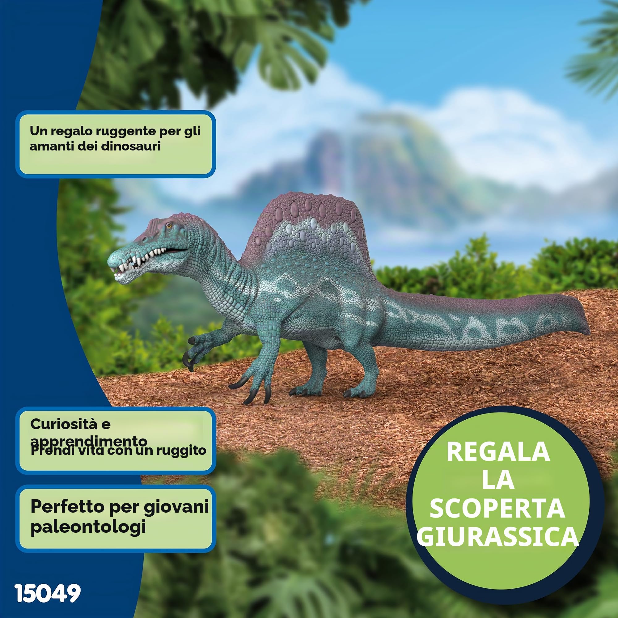schleich DINOSAURS | Spinosauro 15049 | dinosauro dettagliato con mascella mobile | regalo per ragazze e ragazzi | giocattolo robusto per giocare e collezionare | figura dai 5 anni | 31 x 9 x 12 cm