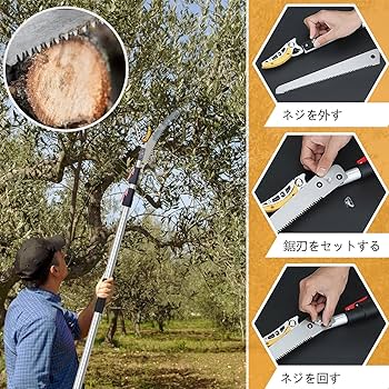 Amazon | TechPeak 高枝切りバサミ 【日本製 2枚の刃】 3段伸縮式 2m Amazon | TechPeak 高枝切りバサミ 【日本製 2枚の刃】 3段伸縮式 2m