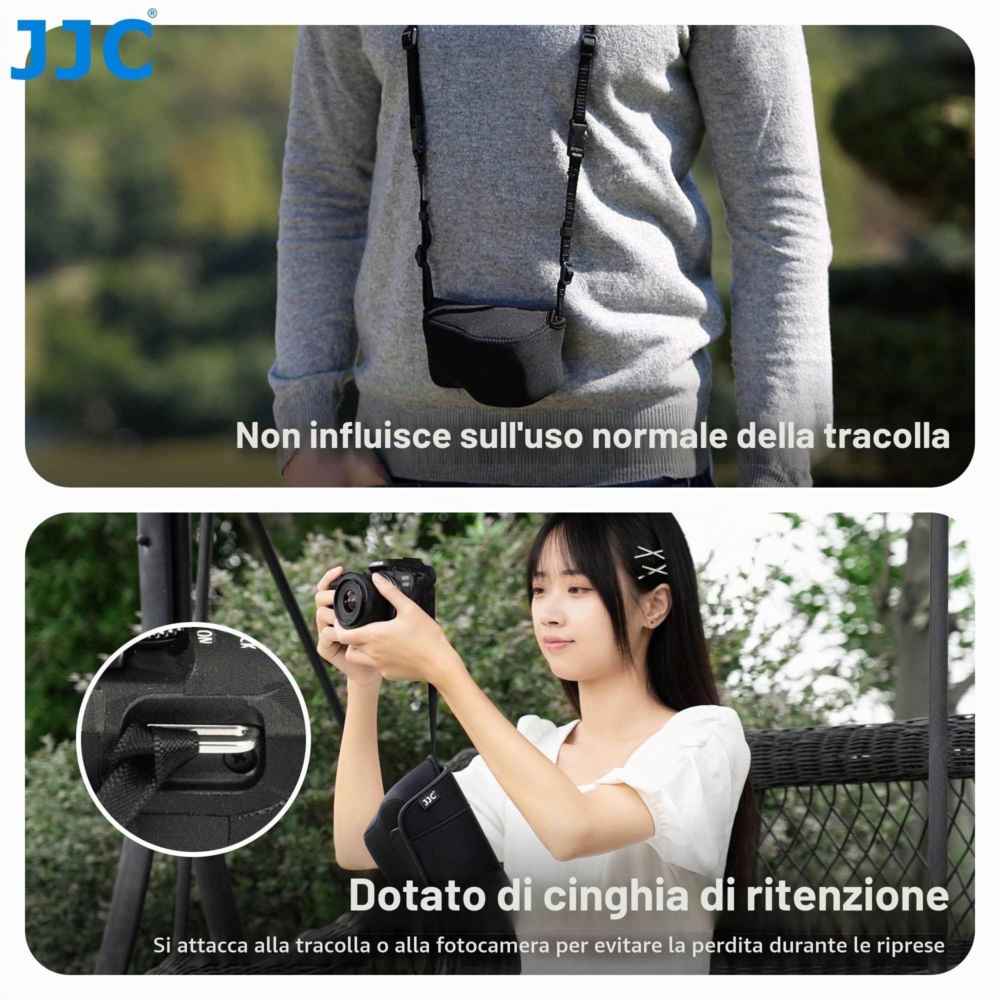 JJC Custodia Neoprene per Leica Q3 Q2 Q, EOS R7 R10 con RF-S 10-18mm F4.5-6.3 IS STM o RF-S 18-45mm f/4.5-6.3 IS STM Obiettivi Adatta per Fotocamere con Obiettivi Fino a 130 x 75 x 100mm Nero